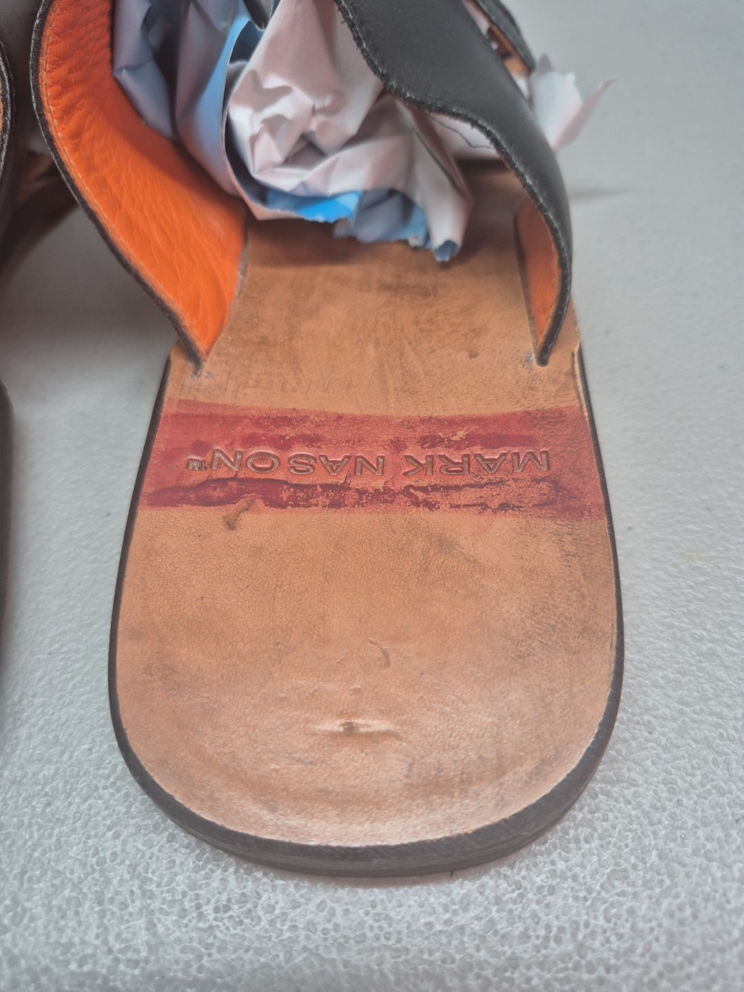 Vintage Mark Nason Slide Black Sandals Rock Never Dies Size 13 Made In Italy EUC