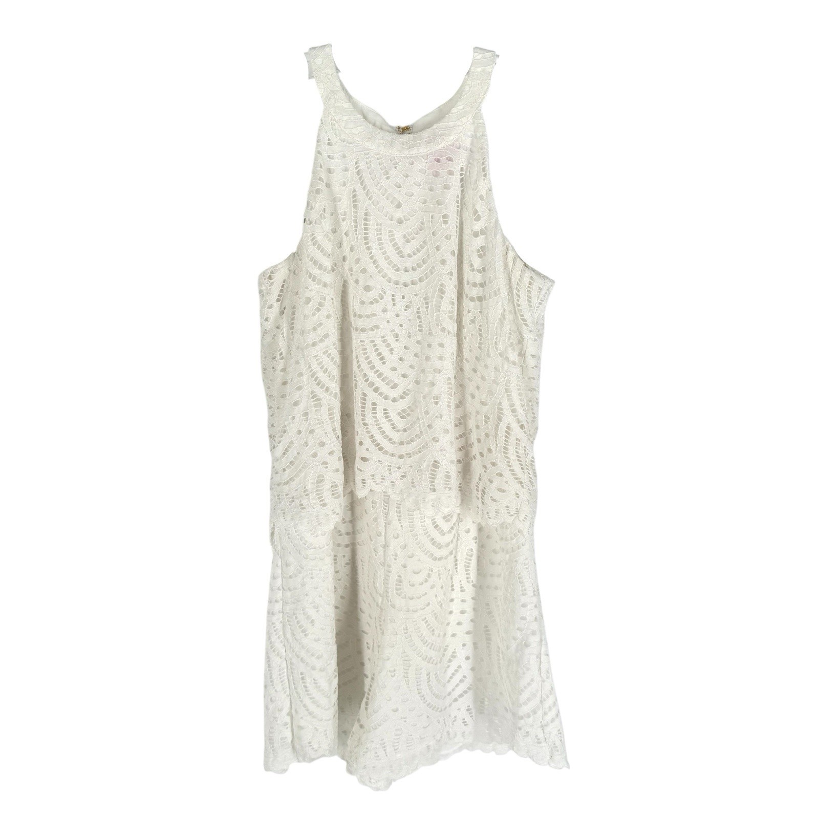 Lilly Pulitzer Edona Romper Womens Size 00 White Lace Ruffle Sleeveless Lined