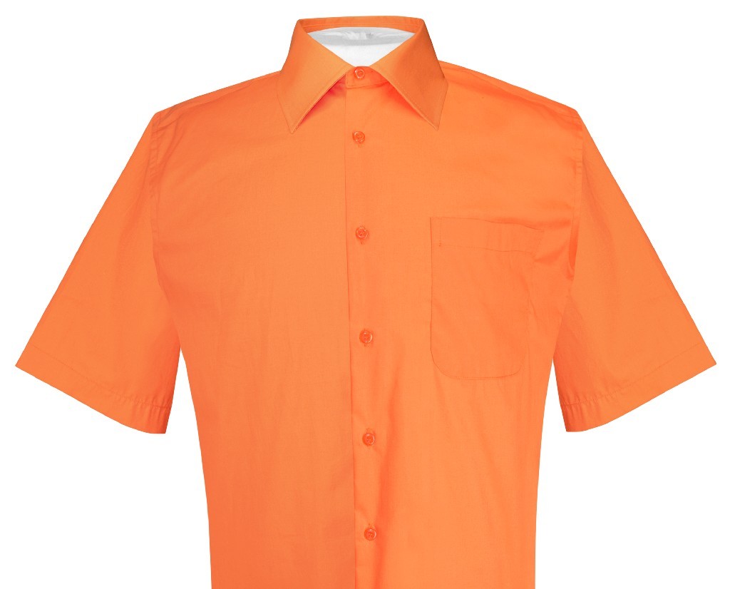 Biagio 100% Cotton Mens Short Sleeve Solid BURNT ORANGE Dress Shirt size Large