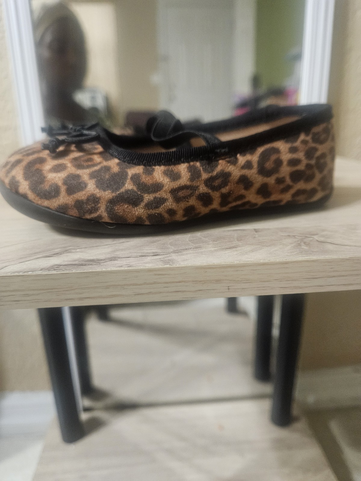 Crocs Women’s Ballet Flats Slip-On Animal Print Brown/Black Bow US 7