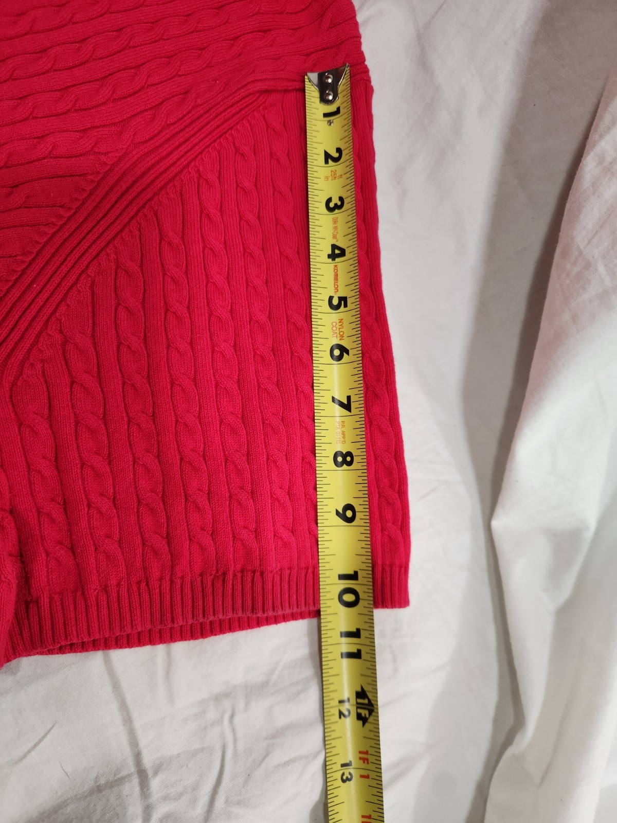 Tommy Hilfiger Women 3X S-Sleeve cable-knit sweater Fuchsia Pink V-Neck Logo