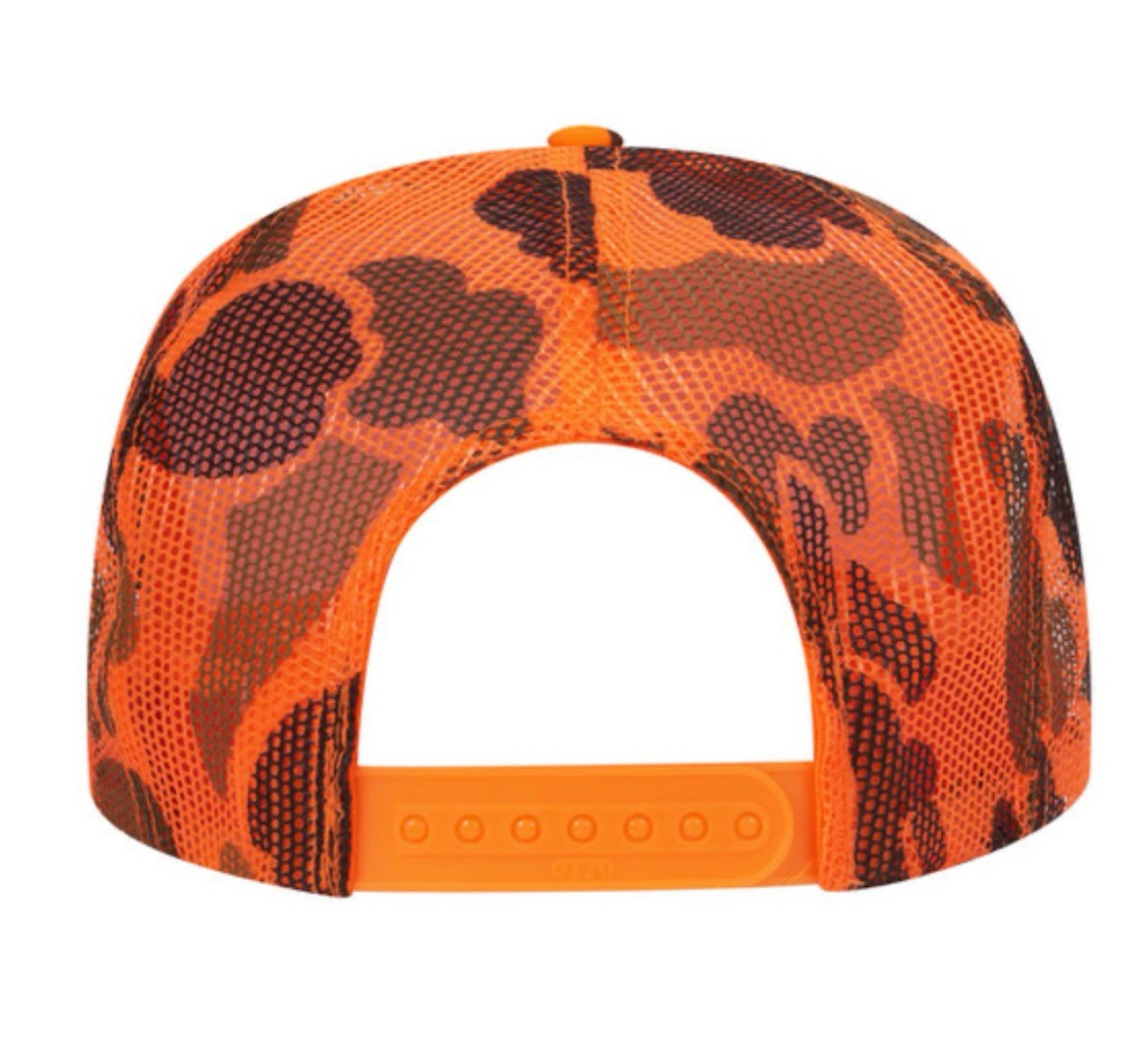 NEW OTTO CAP 39165 ORANGE CAMO HAT 5 PANEL HIGH CROWN TRUCKER SNAPBACK