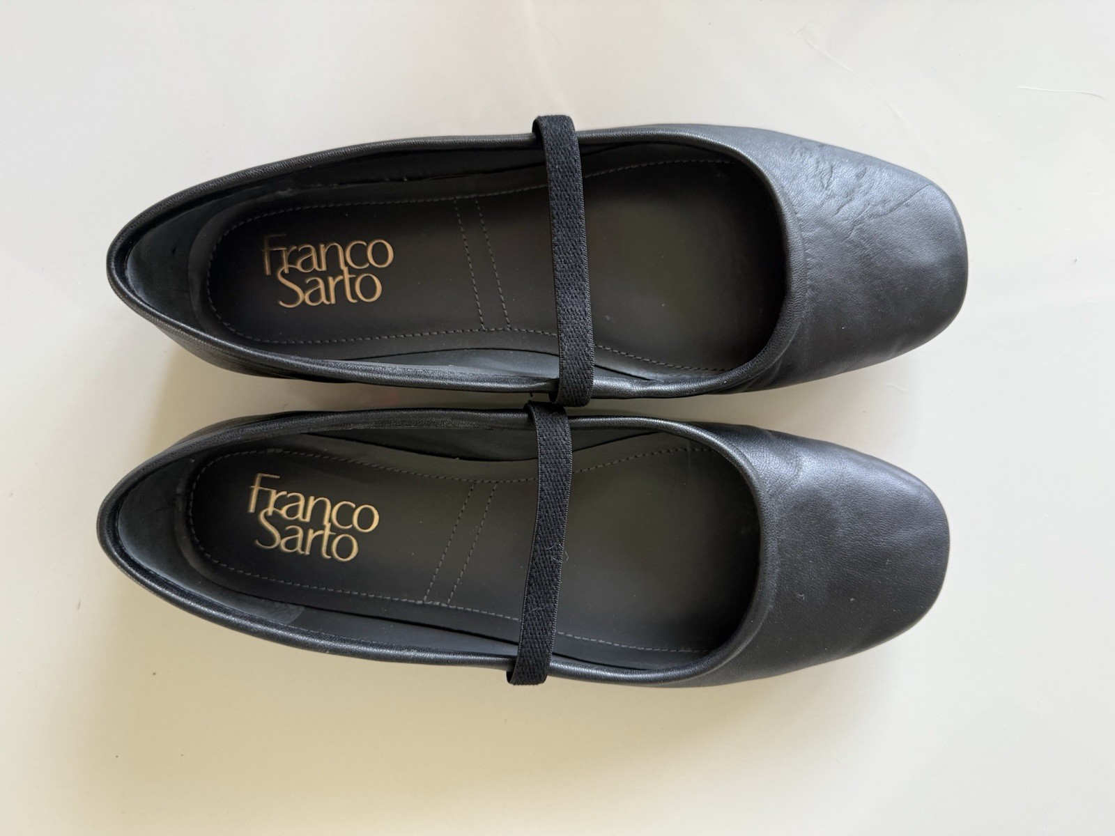 Franco Sarto Mary Jane Flats Black Leather Eileen 6 M Square Toe