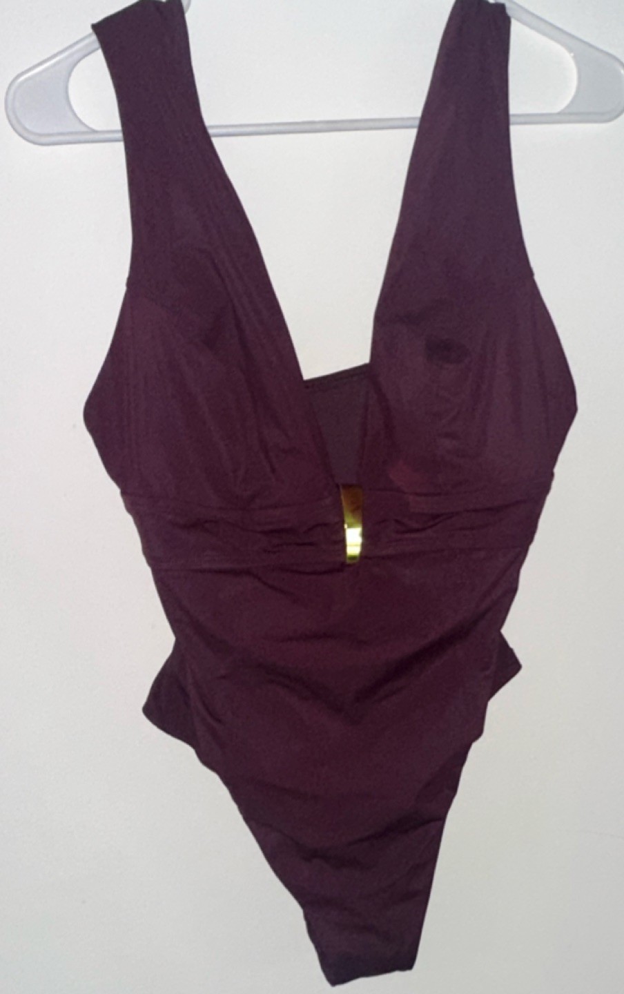Amoressa Purple Solid One Piece Swimsuit Women’s Size 10 Wide Strap Lined