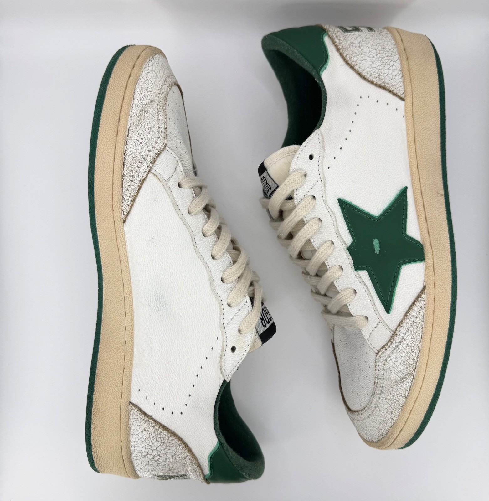 Golden Goose Ball Star White and Green Sneaker Size 41