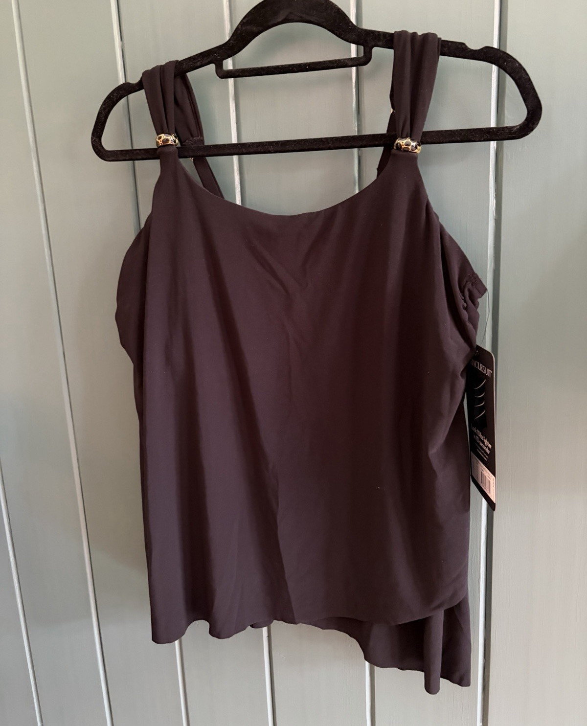 Miraclesuit Black Tankini Swim Tank Wide Strap Sz 12. DD Razzle Dazzle Underwire
