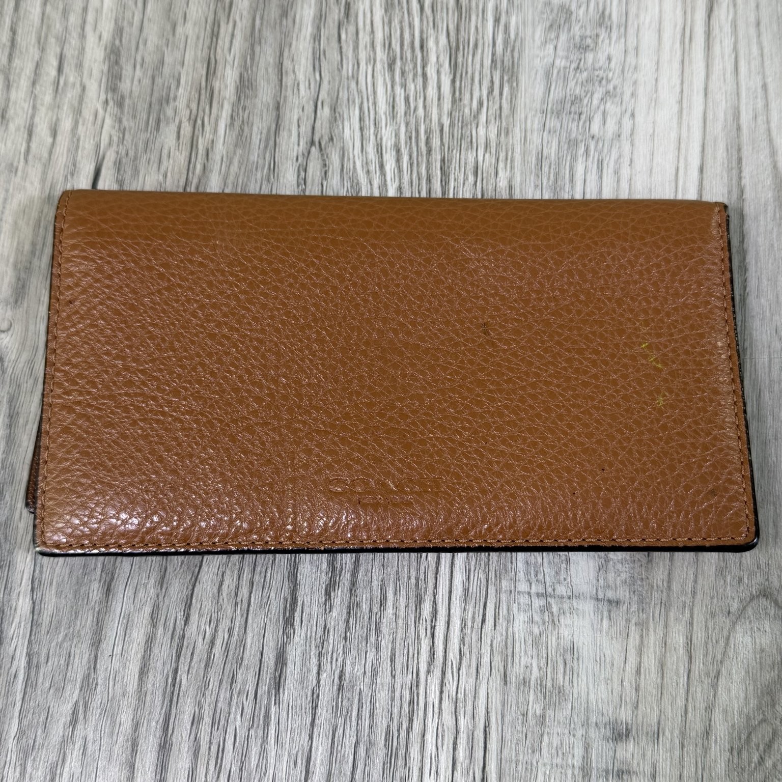 Coach Women’s Brown Pebbled Leather Bifold Long Wallet 6.75″ Slim Design *Read
