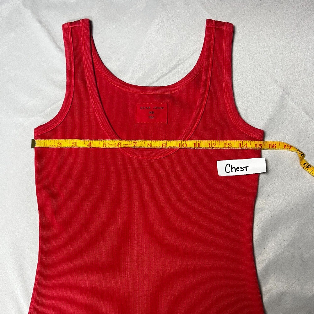 Dear John Paula Scoop Neck Ribbed Tank Top Classic Sleeveless Basic Red Size XS