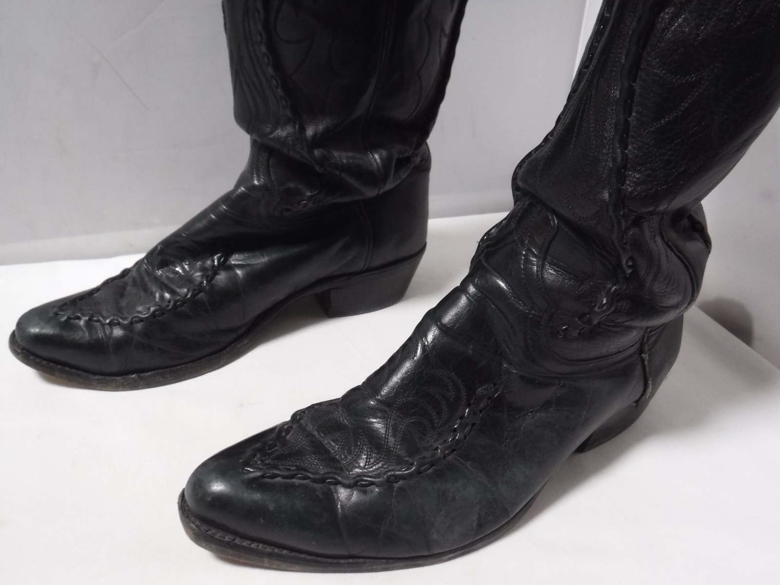 Dan Post-Phoenix Distressed Western Boots Men Size 8.5 EW Black Leather 16660