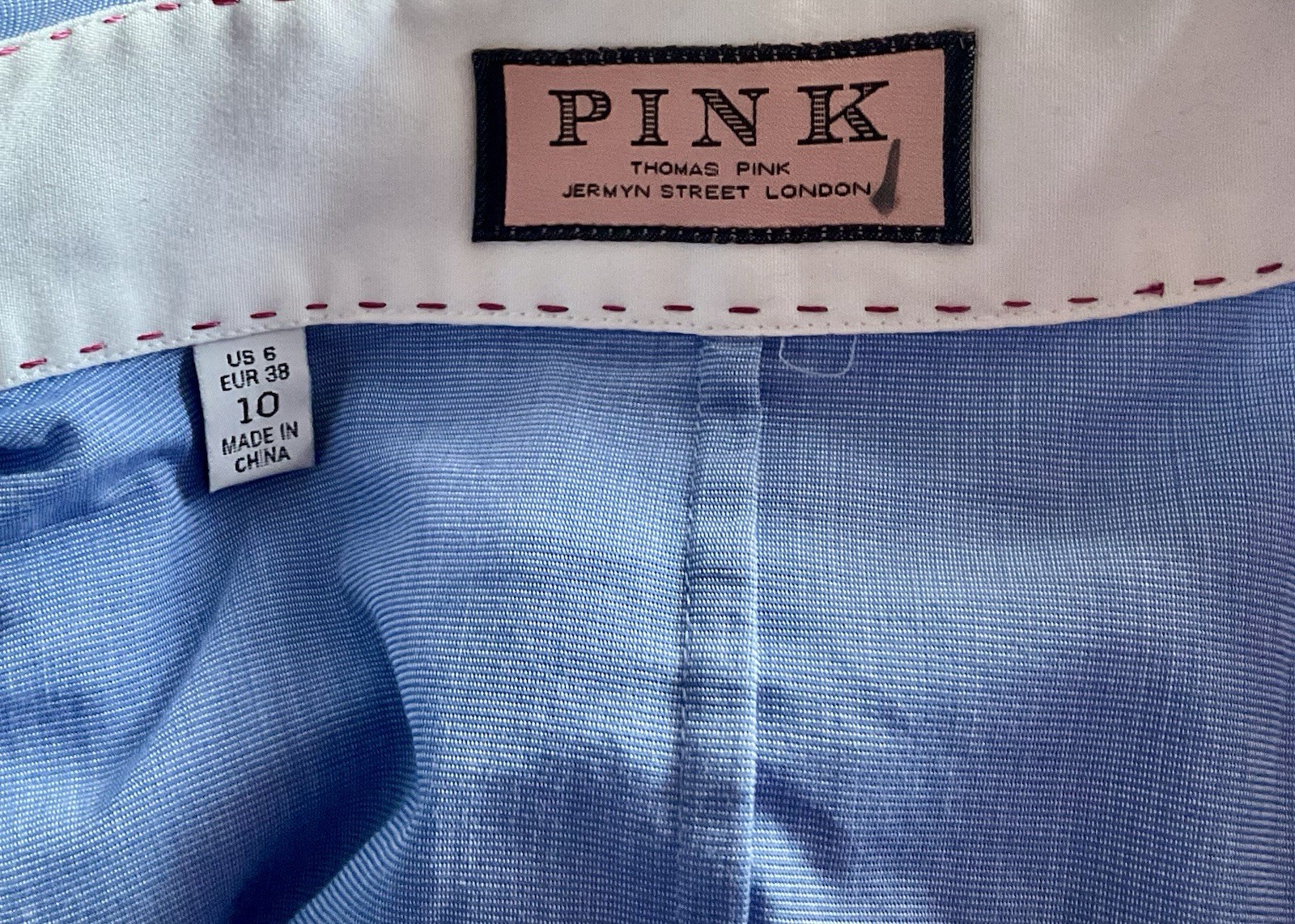 Pristine Thomas Pink Blue Fitted Pleated Tuxedo double Cuff Shirt Stunning UK 10