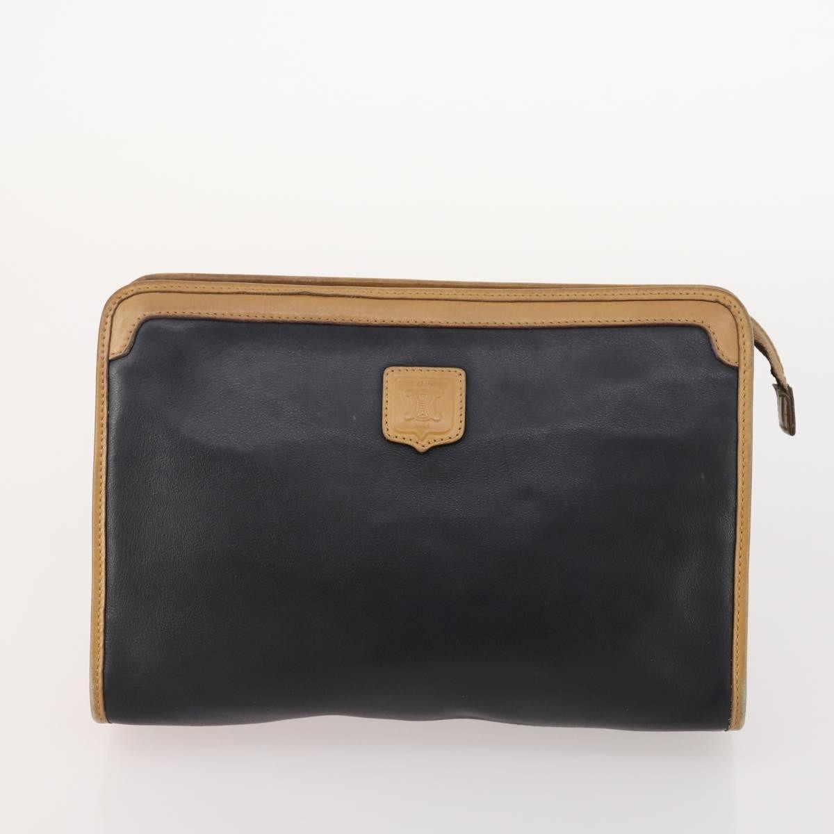 CELINE Macadam Canvas Clutch Bag PVC Leather 3 Set Brown Black beige Auth 173683