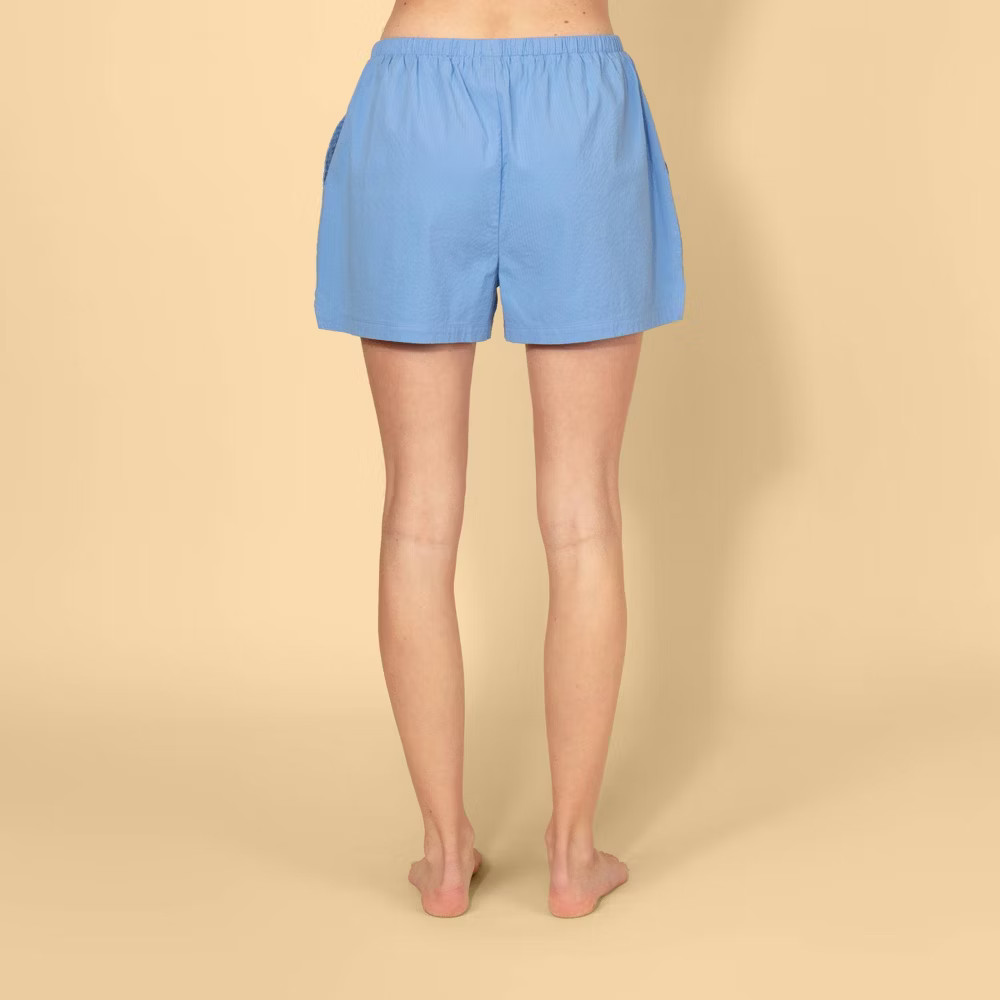 Solid & Striped Women Mid-Rise Drawstring Seersucker Pull-On Shorts –