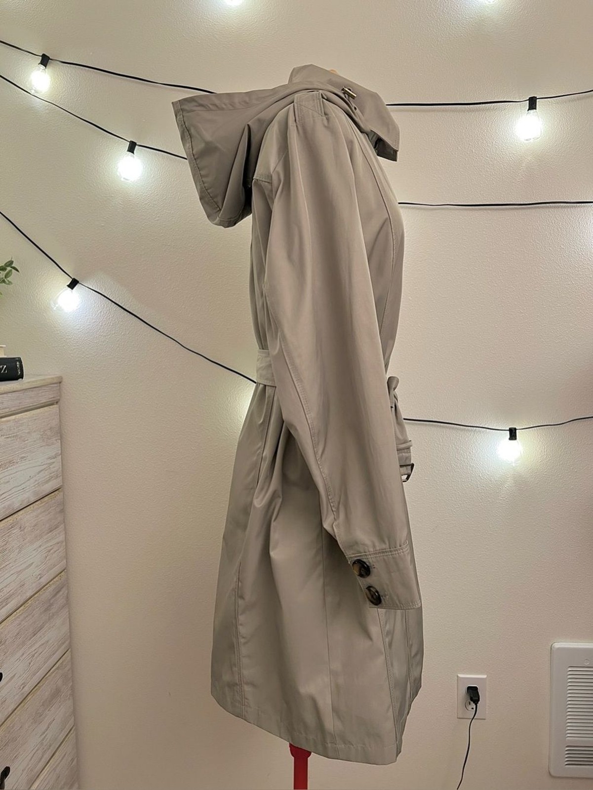 NWT Michael Kors Dusty Sage Trench Coat XL Old Money Belted Rain Jacket