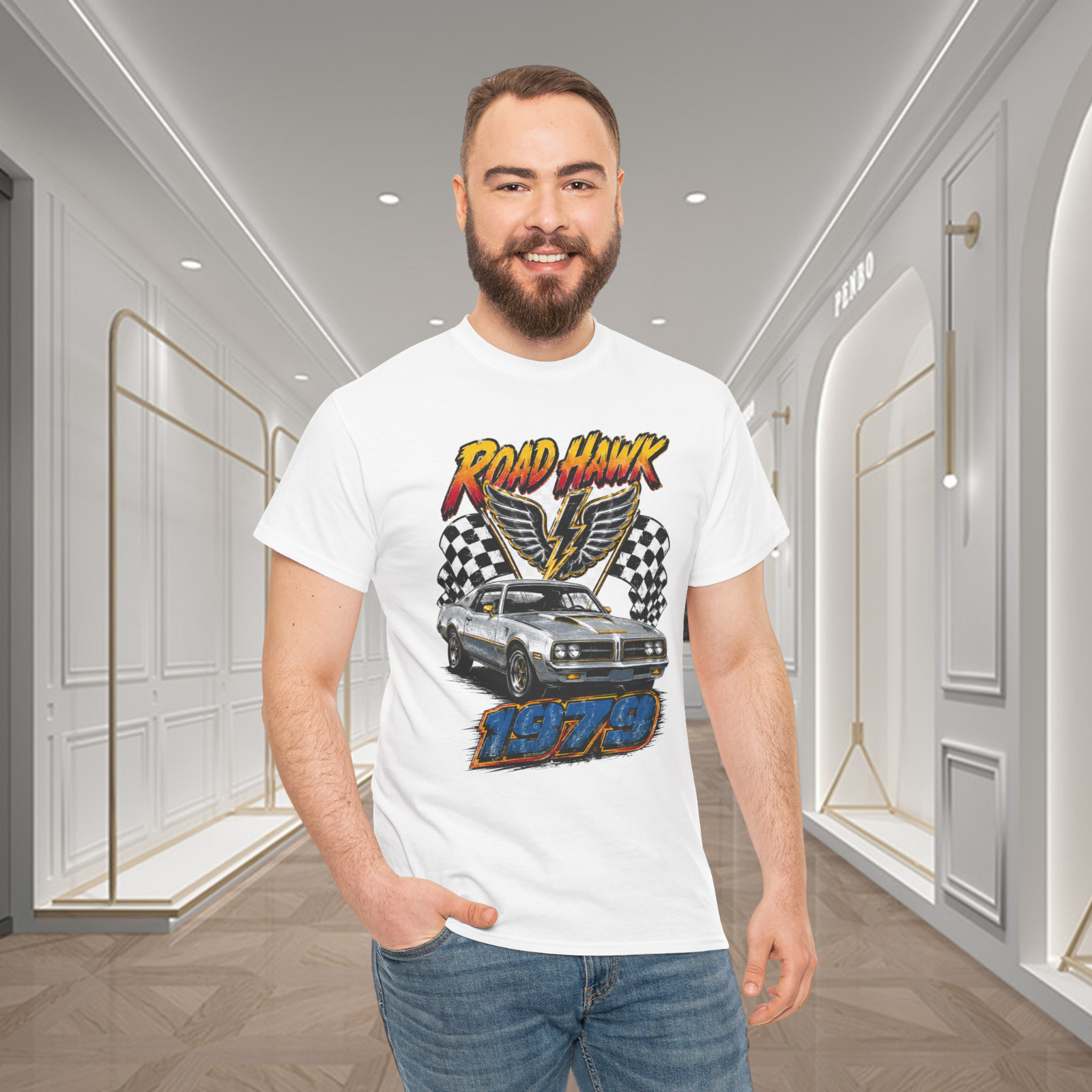 Road Hawk 1979 Classic Muscle Car Racing Graphic T-Shirt