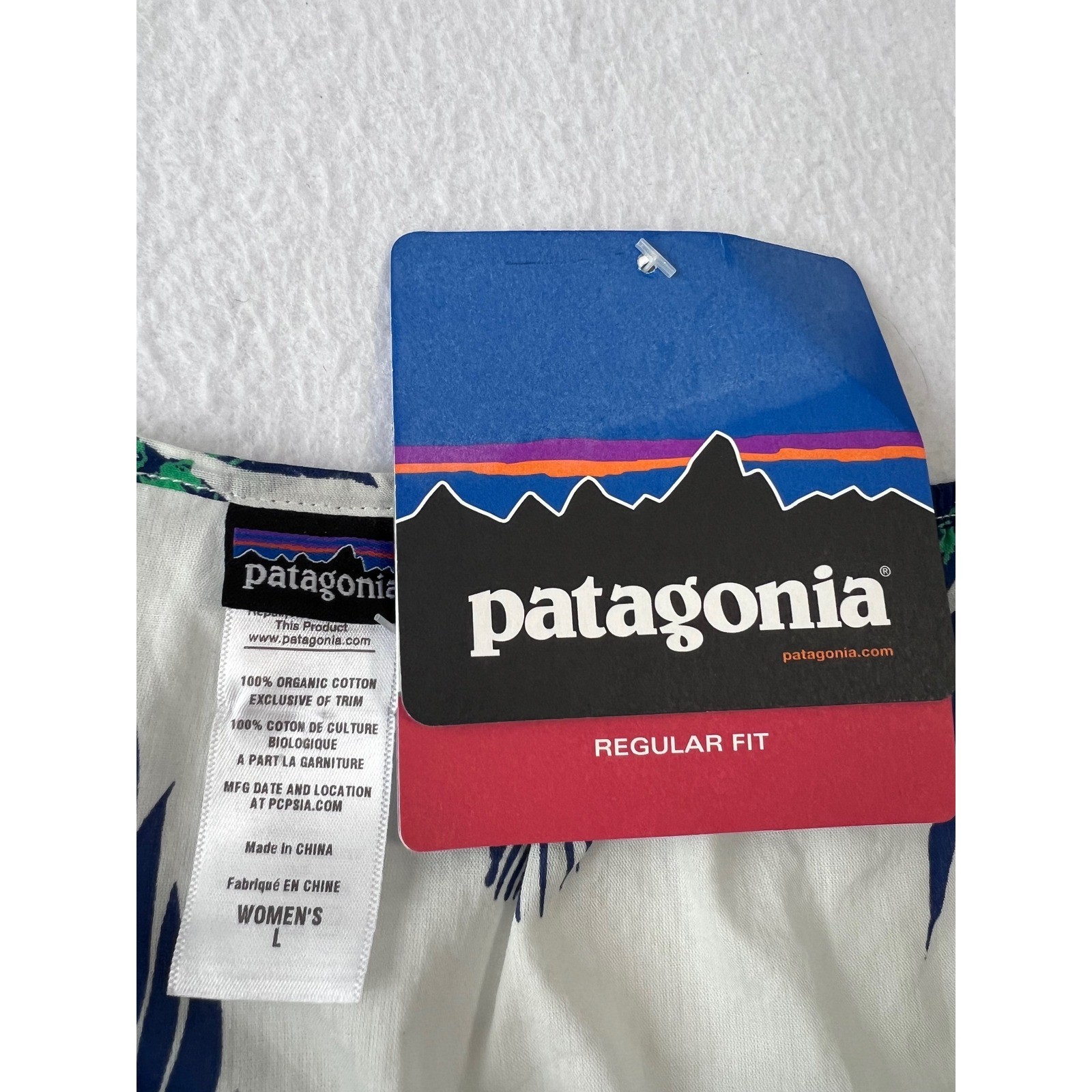Patagonia Sedum Cami Women L White Annisa Tropical Floral Organic Cotton Tank