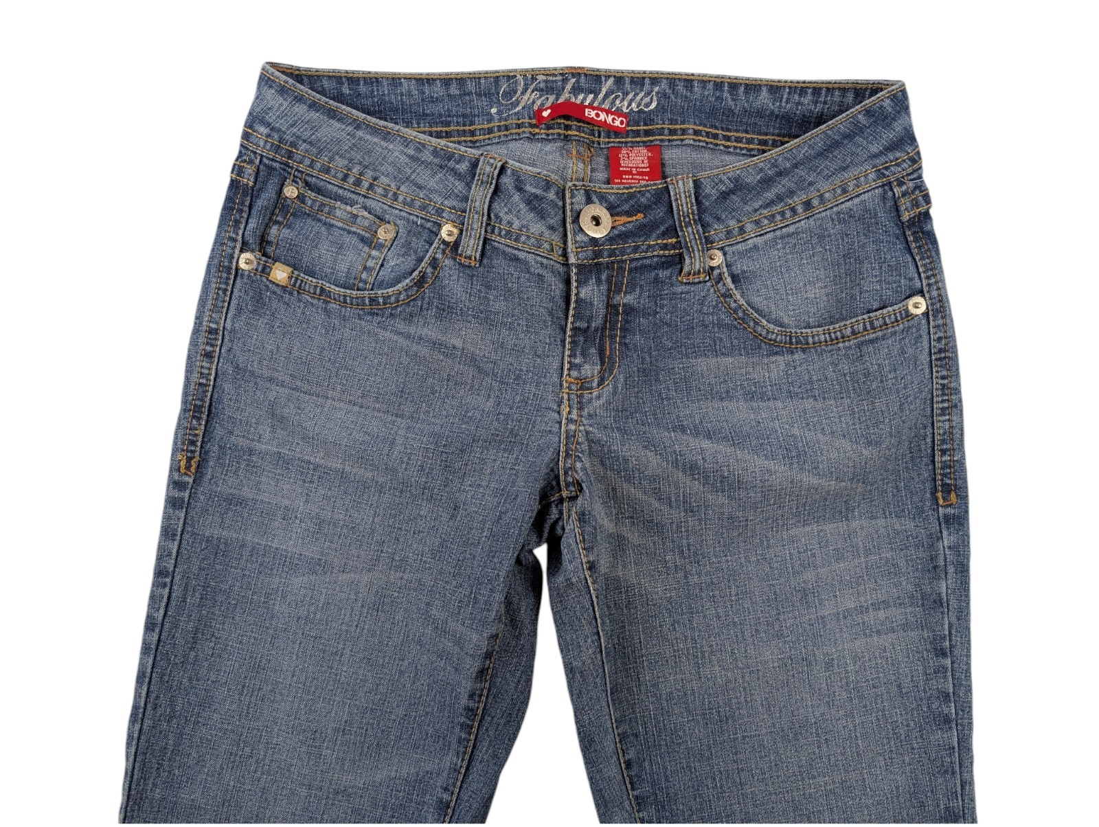 Y2K Vintage Bongo Low Rise Fabulous Flare Leg Denim Blue Jeans Size 5 28″ Waist