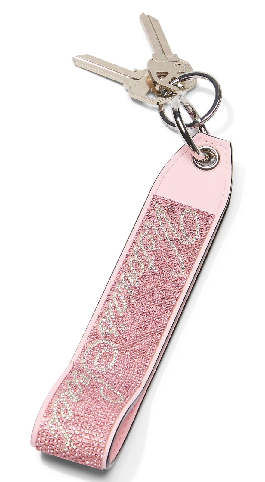 Victoria’s Secret VS Bling Rhinestone Wristlet Strap Keychain Pink Leopard