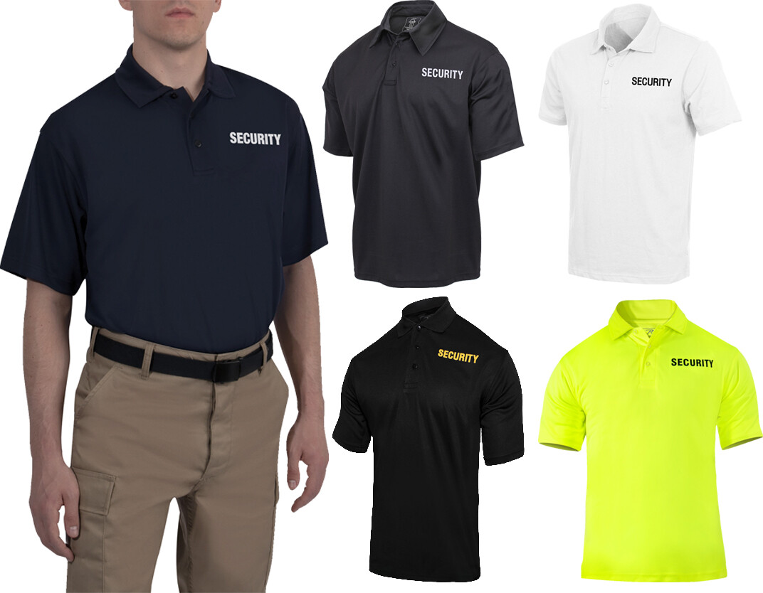 Moisture Wicking SECURITY Polo Shirt Double Sided Guard Officer Work Comfortable