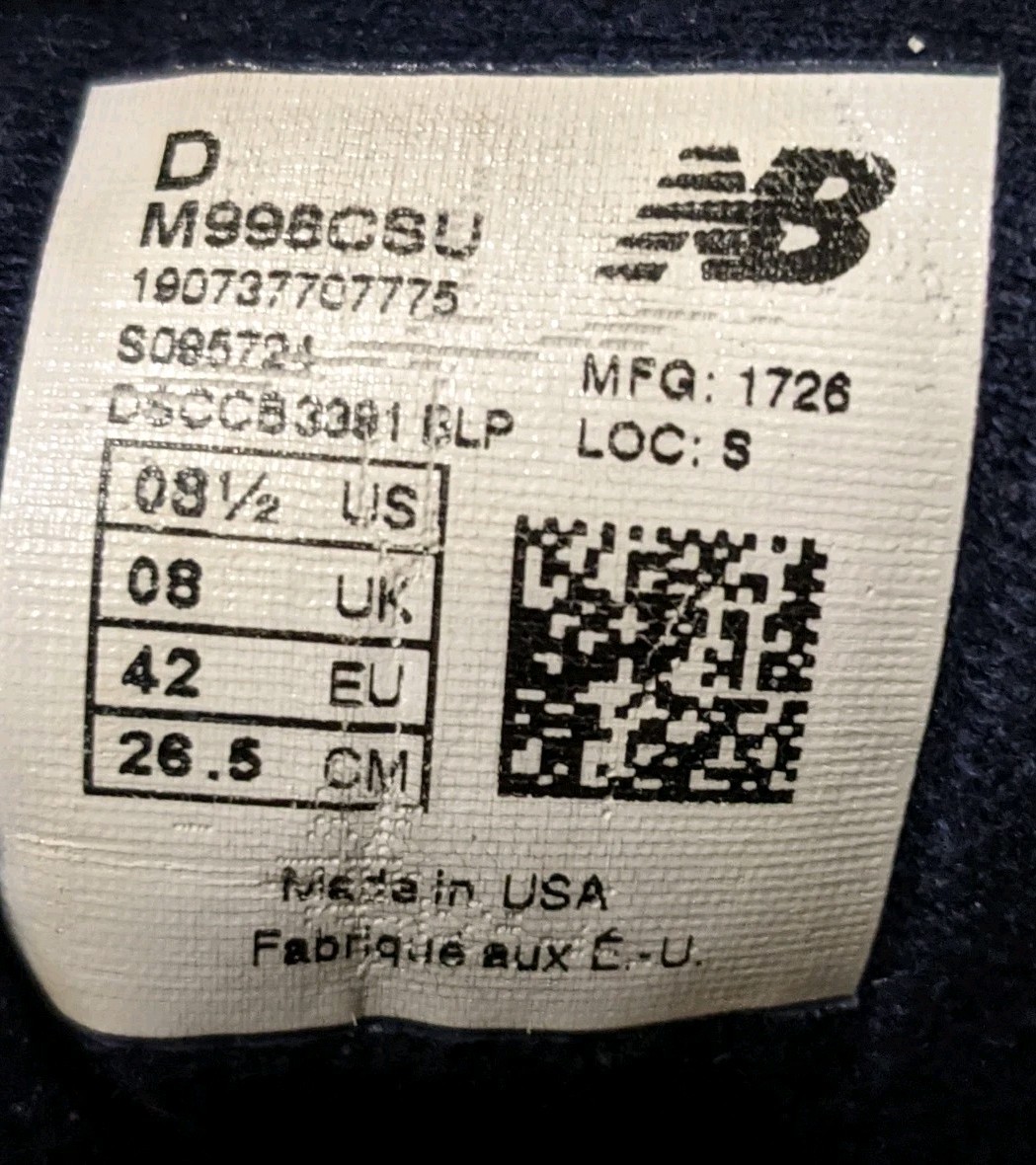 Size 8.5 – New Balance X J. Crew 998CSU Made in USA Hilltop Blues VNDS No Box