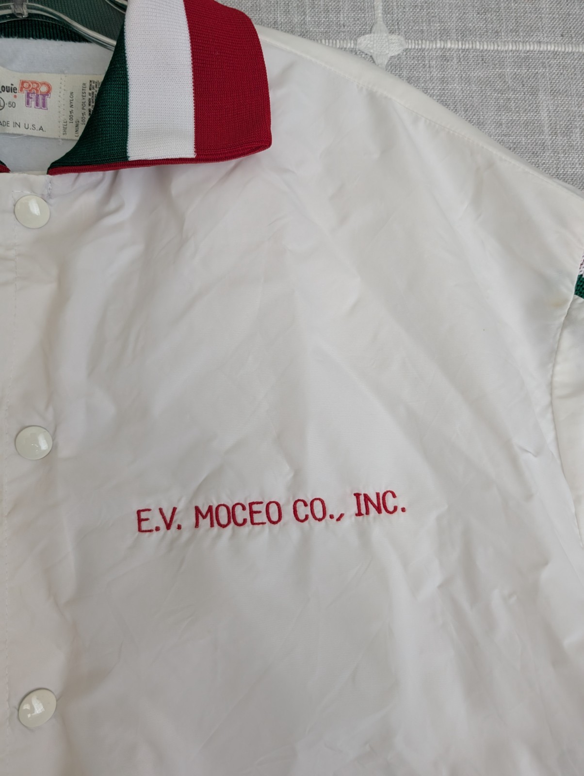 Vintage King Louie Italia Jacket Mens XL White Varsity USA Company Name Read**