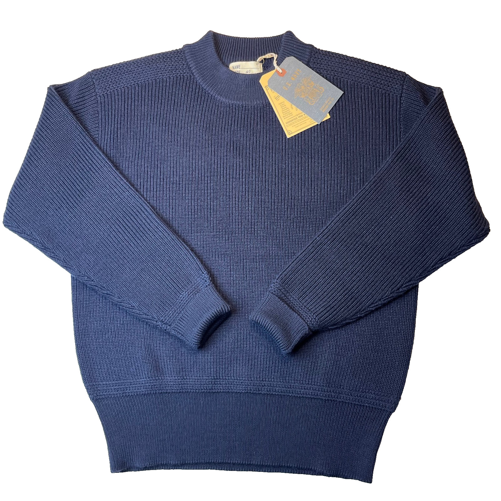 Bronson USN Winter Wool Sweater Pre War Model Knit Sweater Heavy Size 40 – Navy