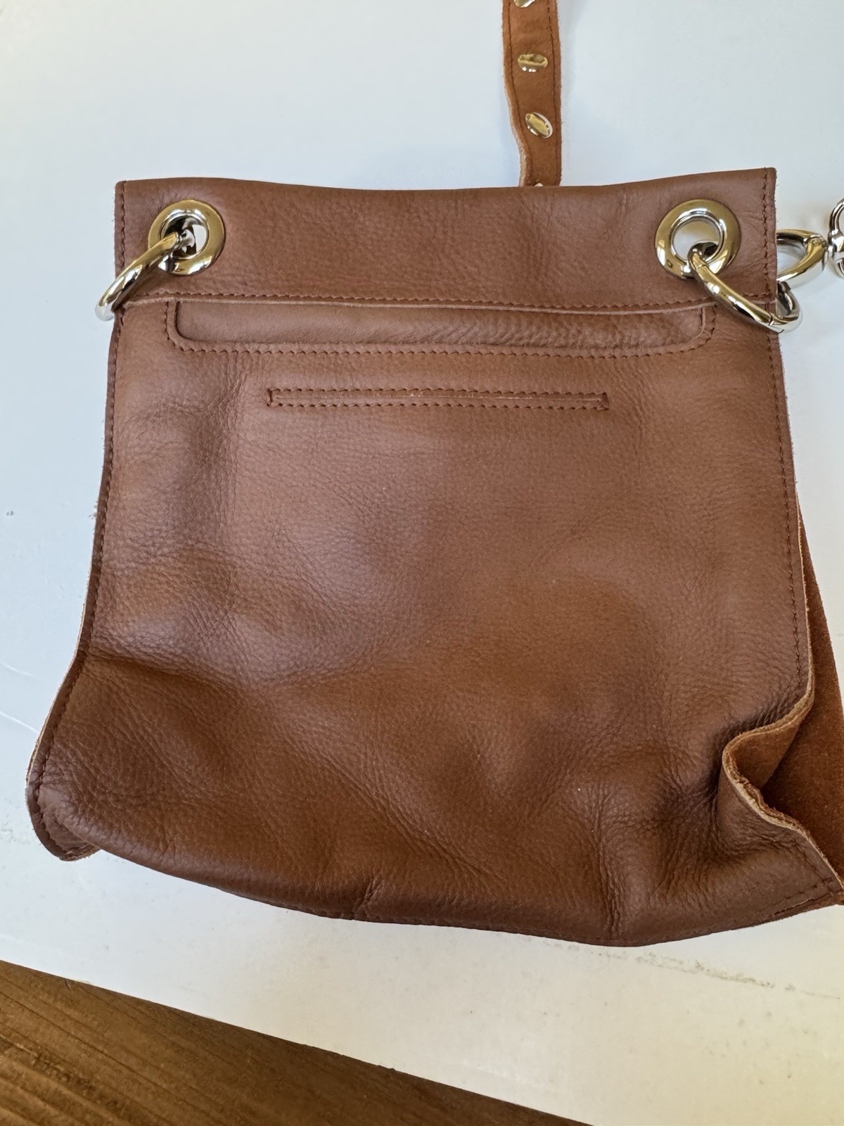 Hammitt Los Angeles Brown Studded Crossbody Bag, Zip Closure, Gold Hardware