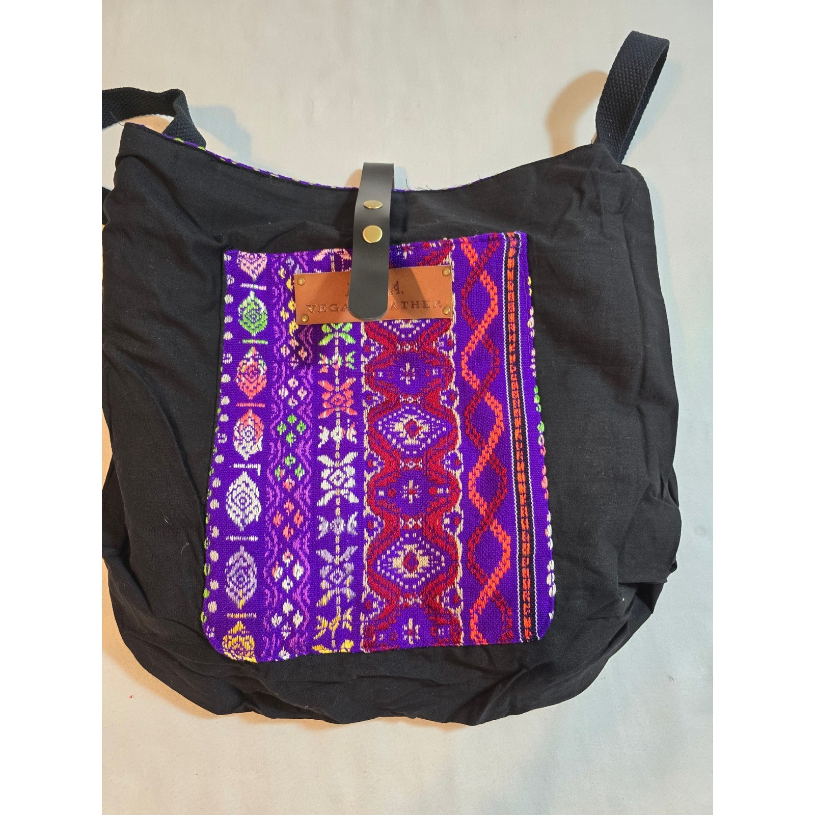 Raj LA Vegan Leather Purple Embroidered Boho Shoulder Bag New