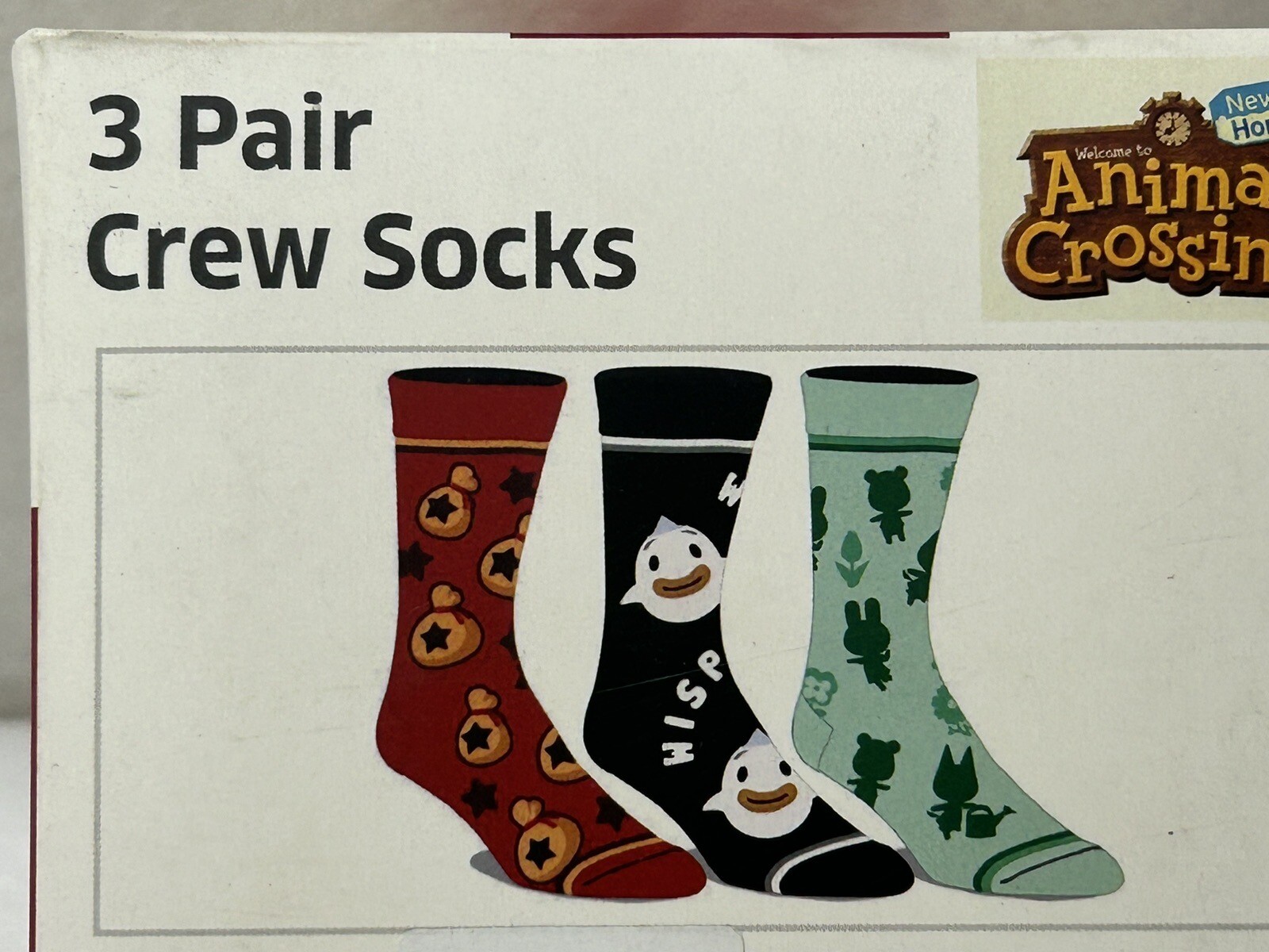 New Nintendo Animal Crossing Novelty Box Crew Socks – 3 pairs Size 10-13 (SH4)