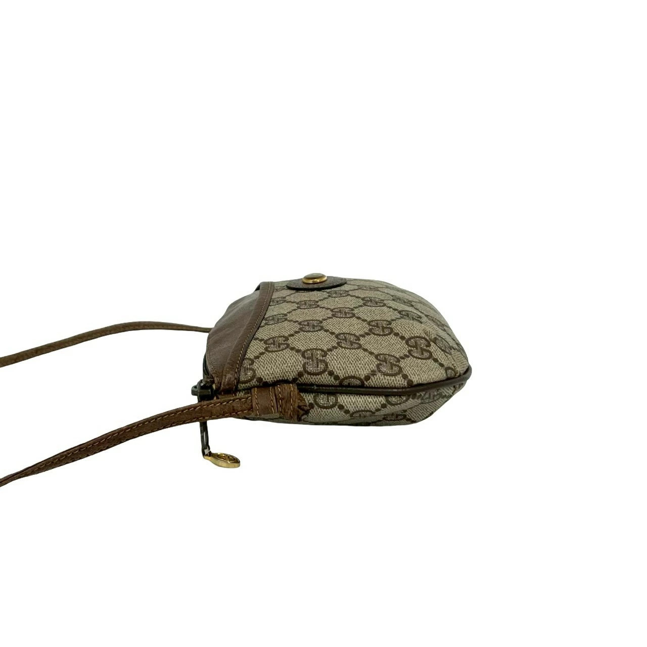 GUCCI Vintage Old Gucci GG Logo Pattern Leather Mini Shoulder Bag Pochette Brown