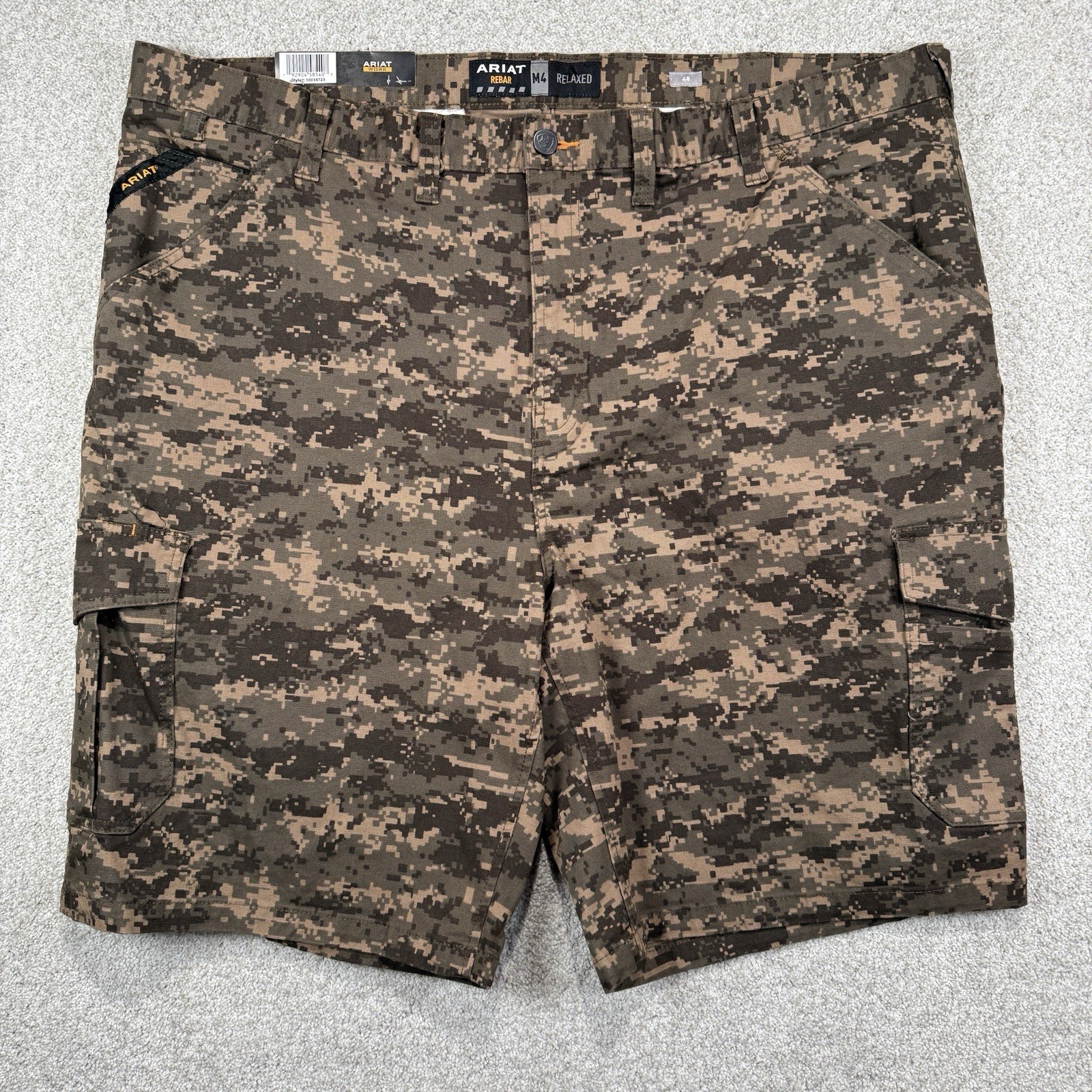 NEW Ariat Men’s Work Rebar Made Tough Cargo Shorts M4 Green Digi Camo 48