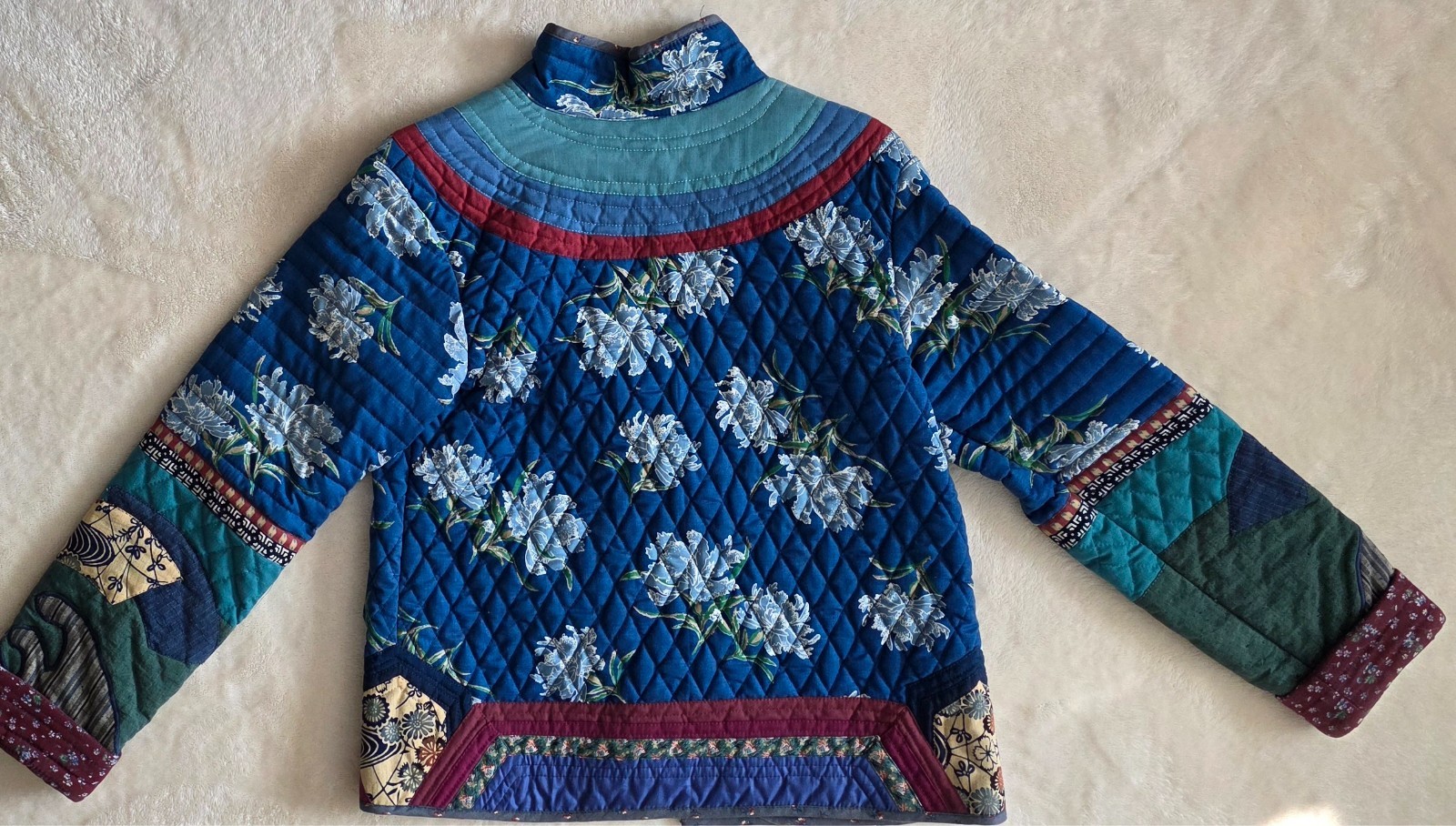 Vintage Handmade Mimi Rondenet Quilt Jacket Medium Colorful