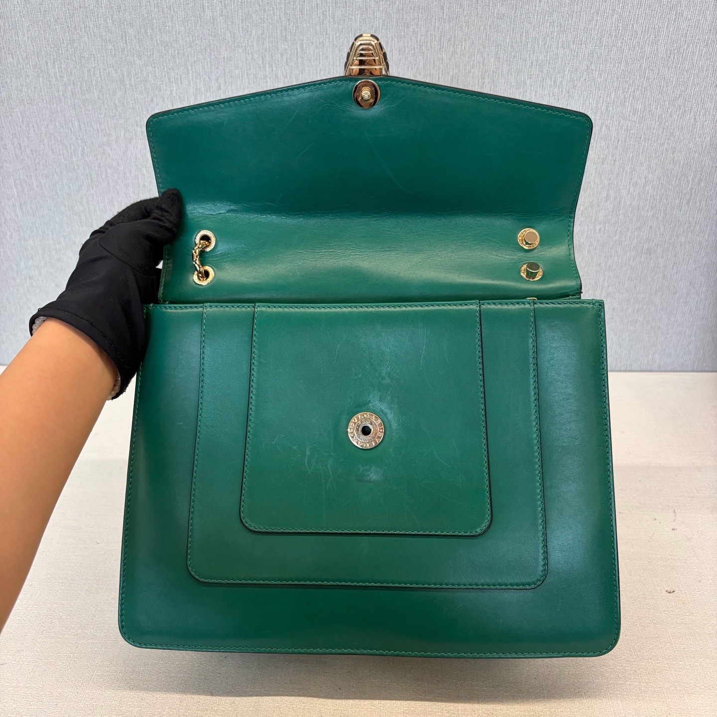 Bvlgari Pre-Owned Authentic Shoulder Bag Emerald 30*11*22cm