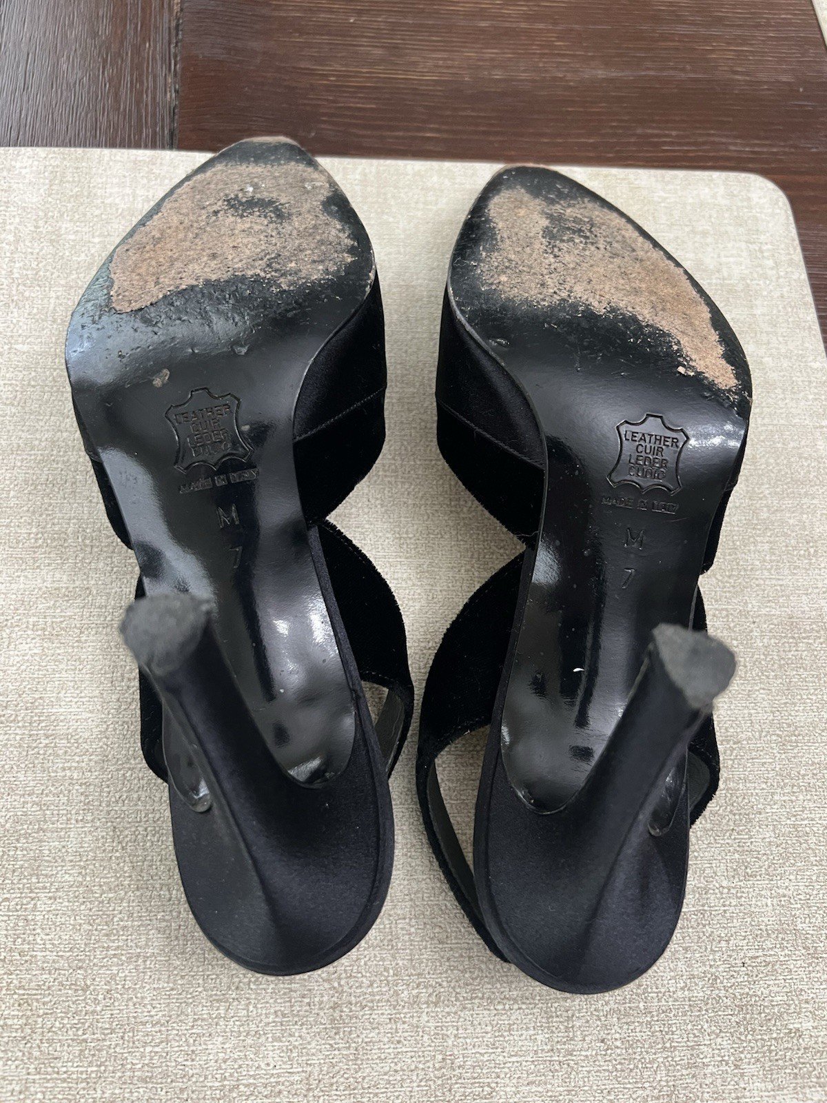 Yves Saint Laurent vintage black satin heels size 7 Classic Party Wedding Guest