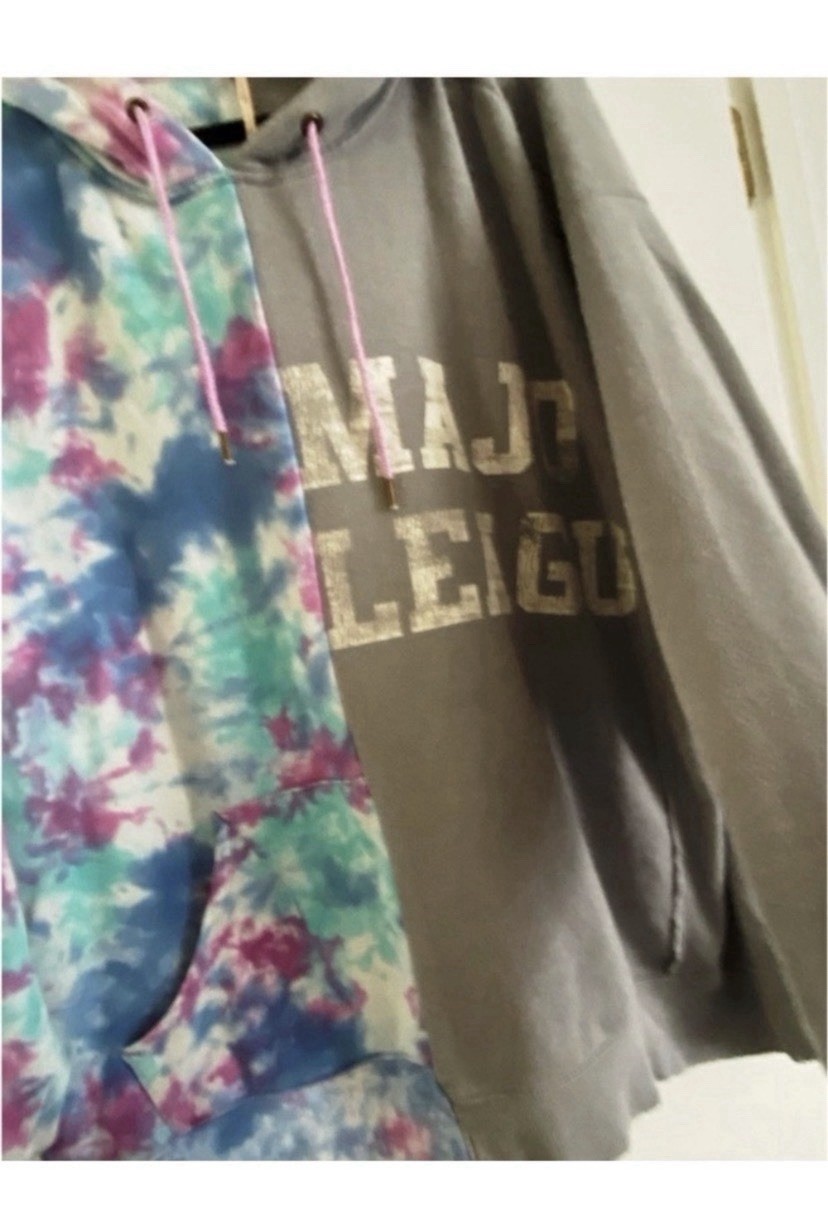Free People Rare Two Tone Tie Dye Hooded Sweatshirt Size XL