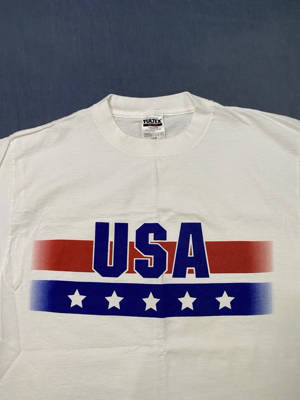 Tultex USA Mens Large T Shirt Tee Graphic Mens Fourth Of July 100% Cotton
