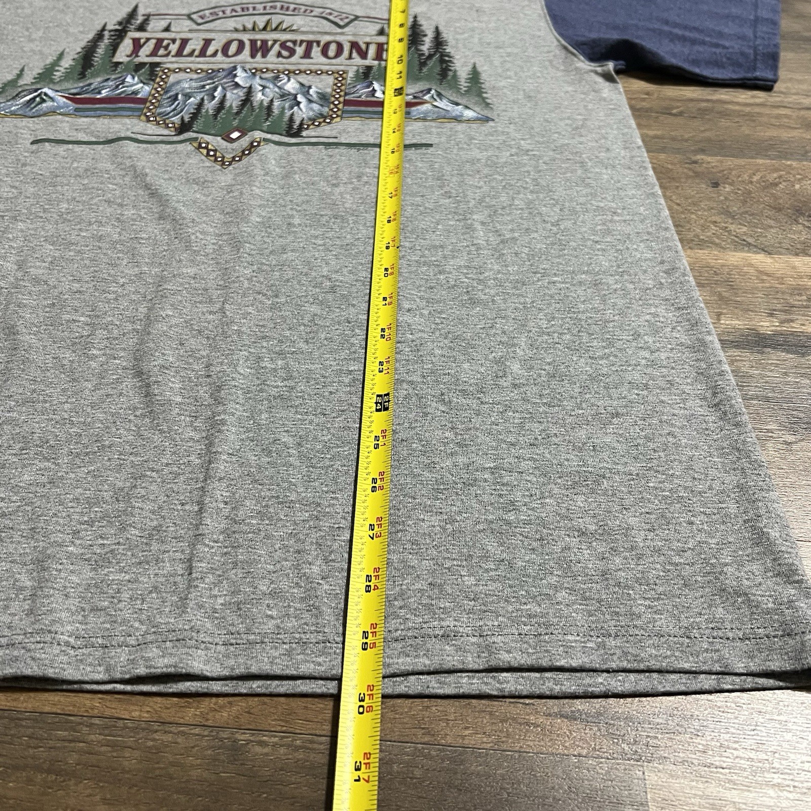 Vintage 90s Jerzees Yellowstone Mountains Graphic Tee T-Shirt VTG Mens L Large