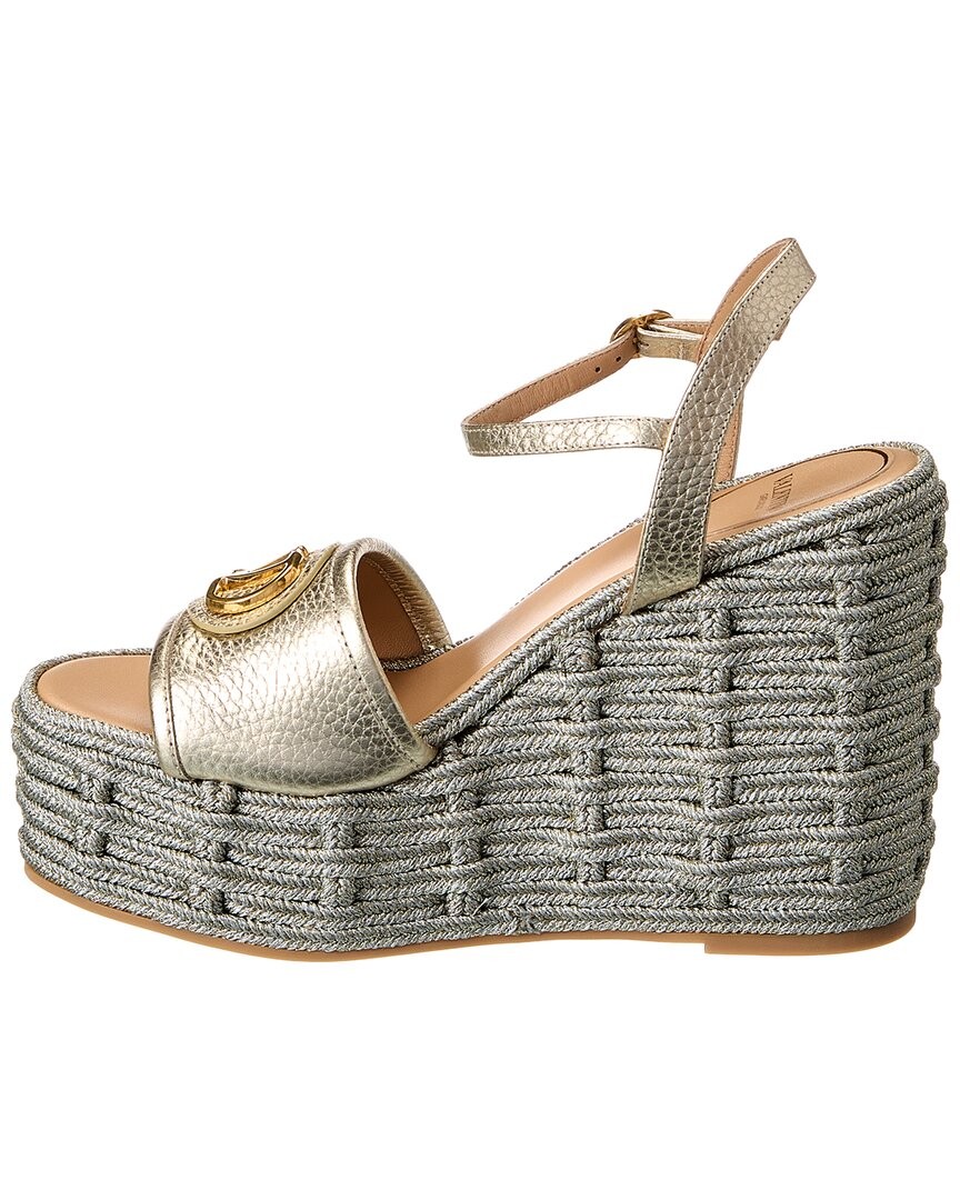 Valentino Vlogo Signature Leather Wedge Sandal Women’s