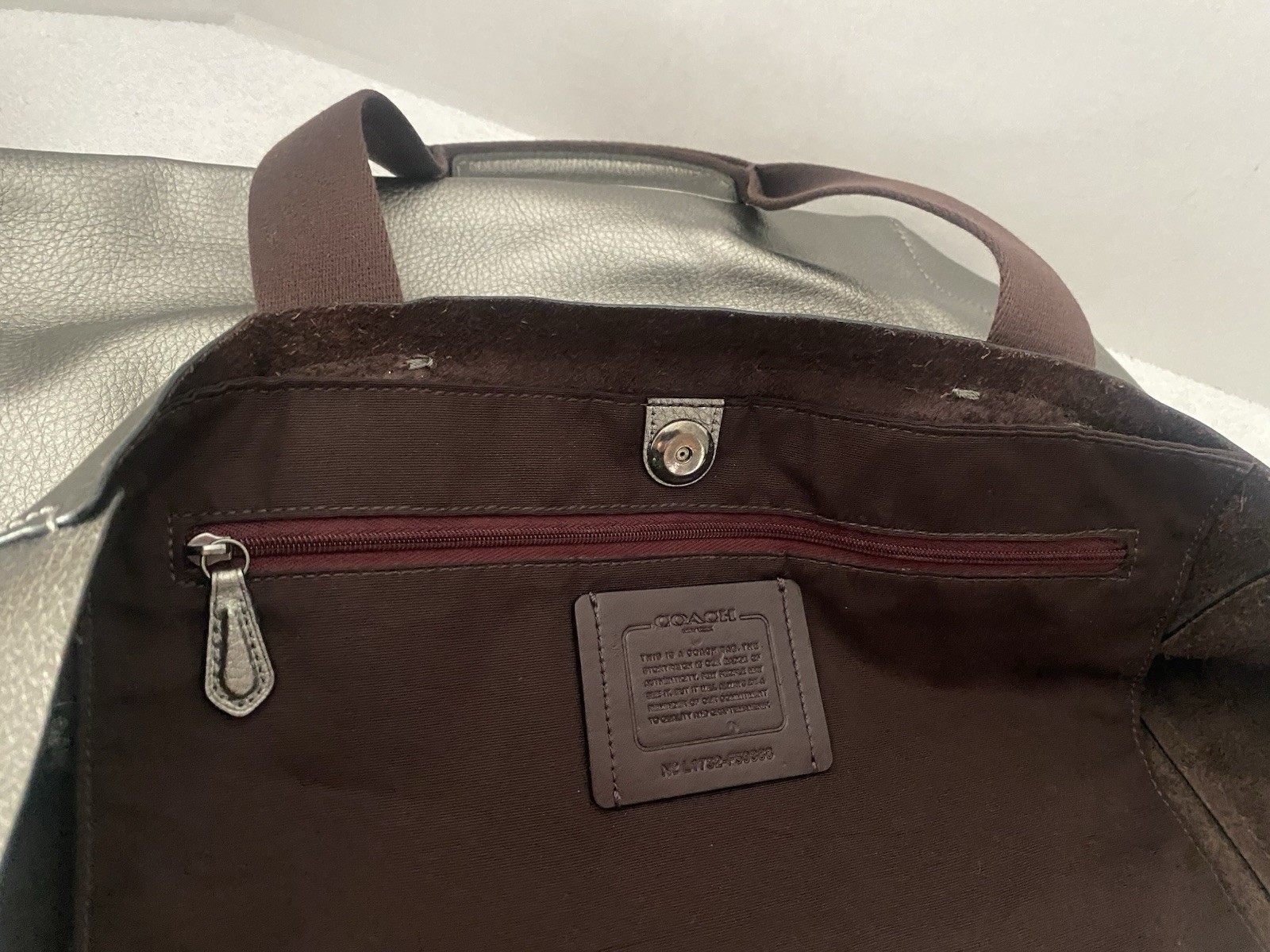 Coach Leather Derby Tote Shoulder Bag Large F59388 Metallic