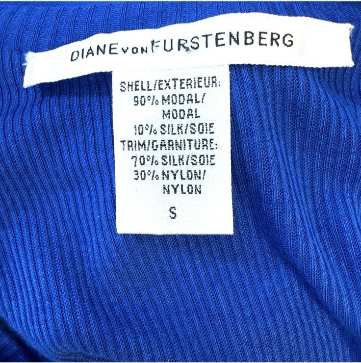Diane Von Furstenburg Maxi Dress Small Modal Silk Color Block Sleeveless Ribbed
