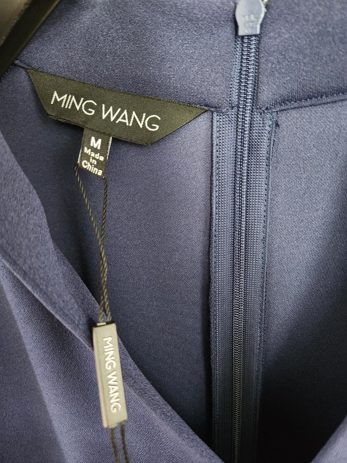 NWT Ming Wang Deco Crepe Work Cocktail Fit-And-Flare Dress Navy Dark Blue MEDIUM