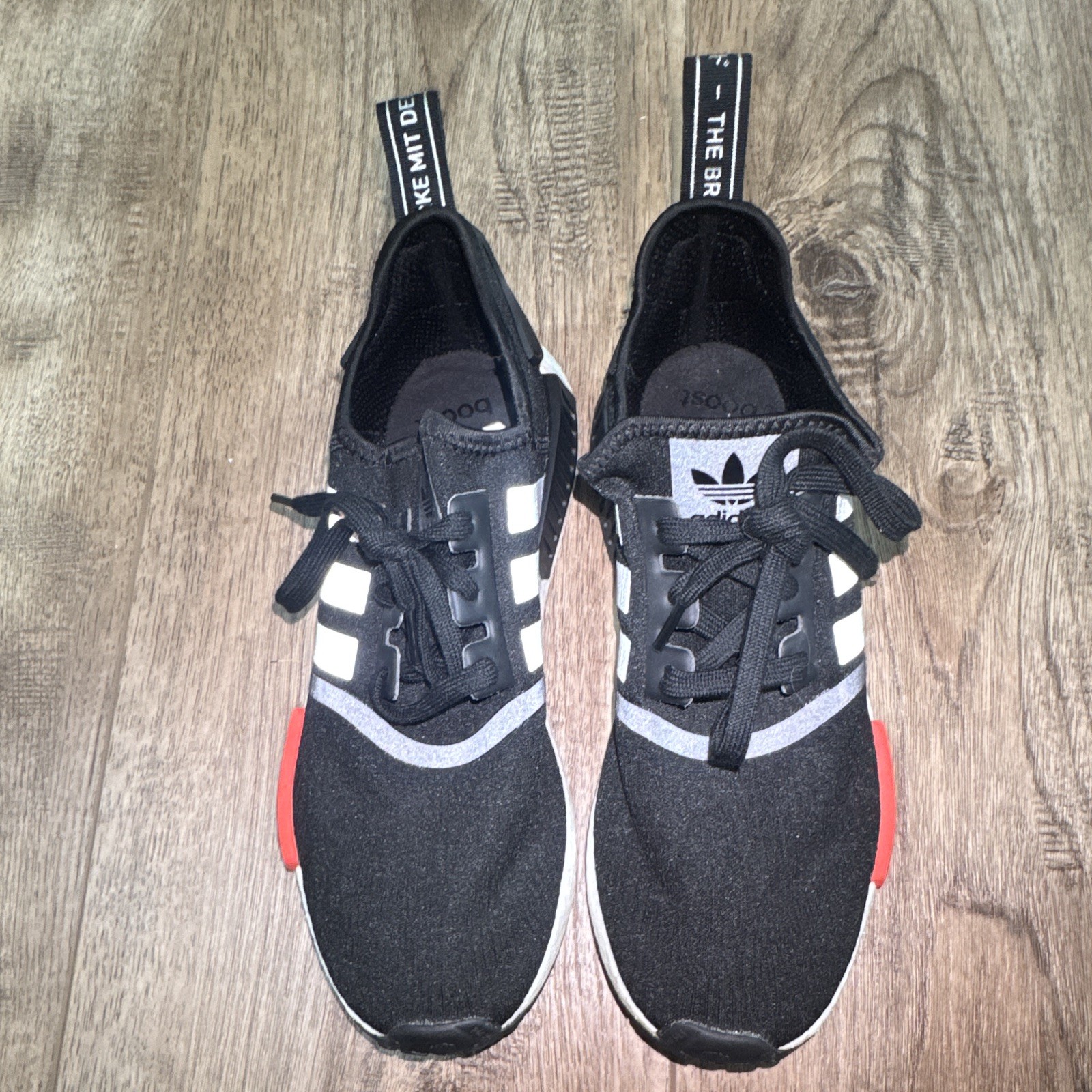 Never worn adidas NMD_R1 Men’s Low Top Black/White/Red/Blue Lace-Up Boost EH1596