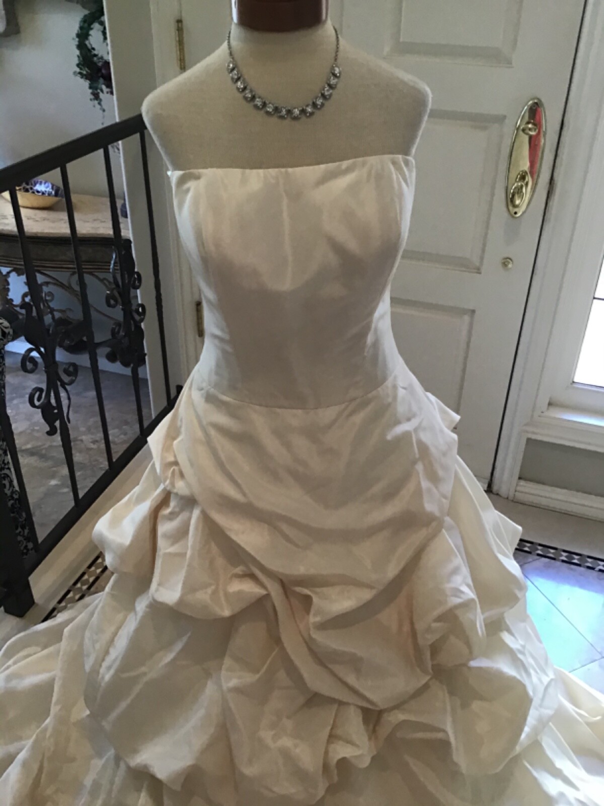 Classics by EDEN BRIDAL Gown Wedding Dress Lt. gold taffeta 10 New