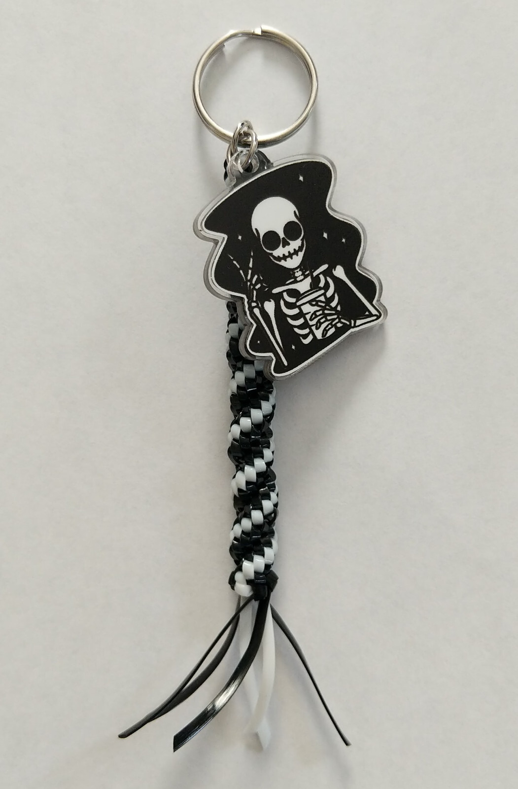 Skeleton Coffee Peace Sign Goth Boondoggle Keychain Lanyard Zipper Pull Plastic