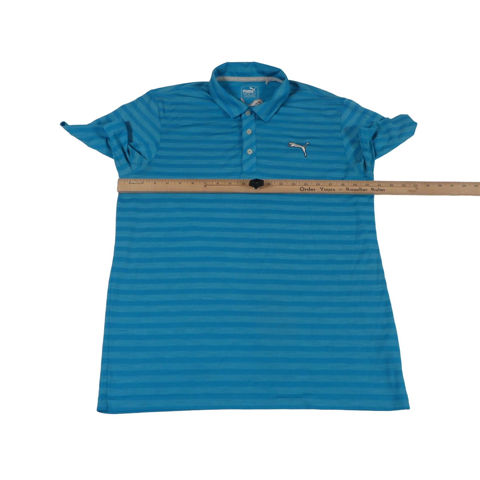 PUMA Cobra Embroidered Performance Stretch Striped Golf Polo Shirt Men’s Medium