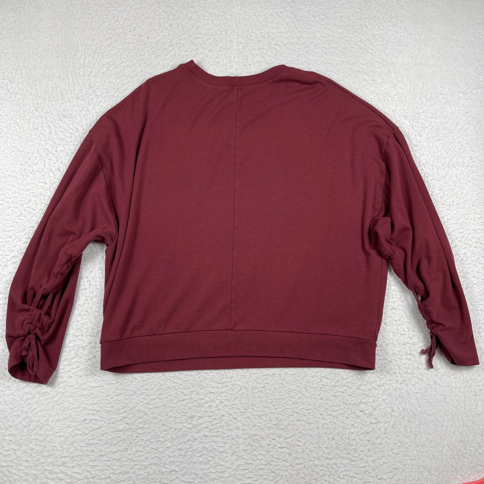 Fabletics Sweatshirt Womens XL Burgundy Cinch Tie Cuff Long Sleeve Athleisure