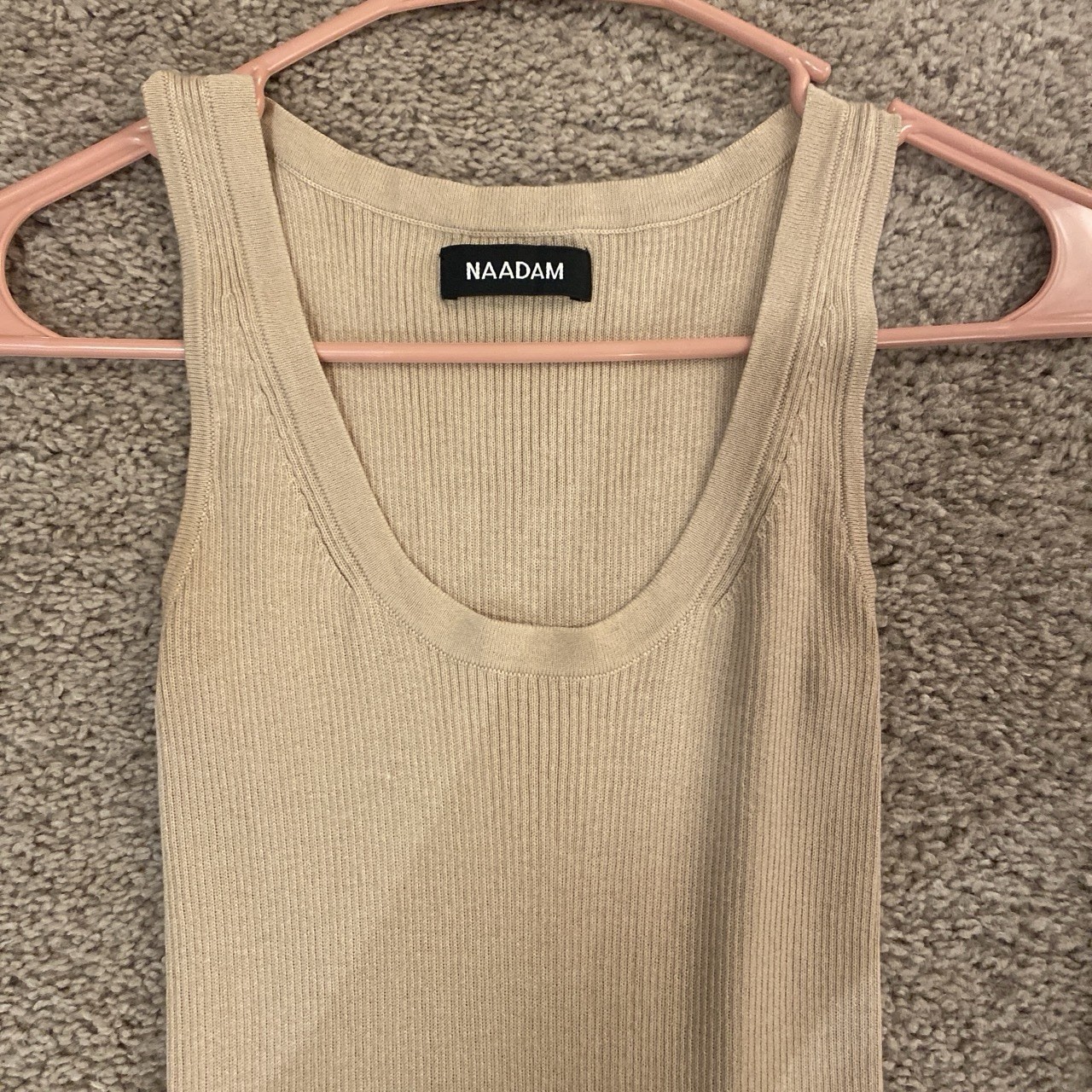 NAADAM Beige Ribbed Knit Silk Cashmere Sleeveless Scoop Neck Maxi Dress XS