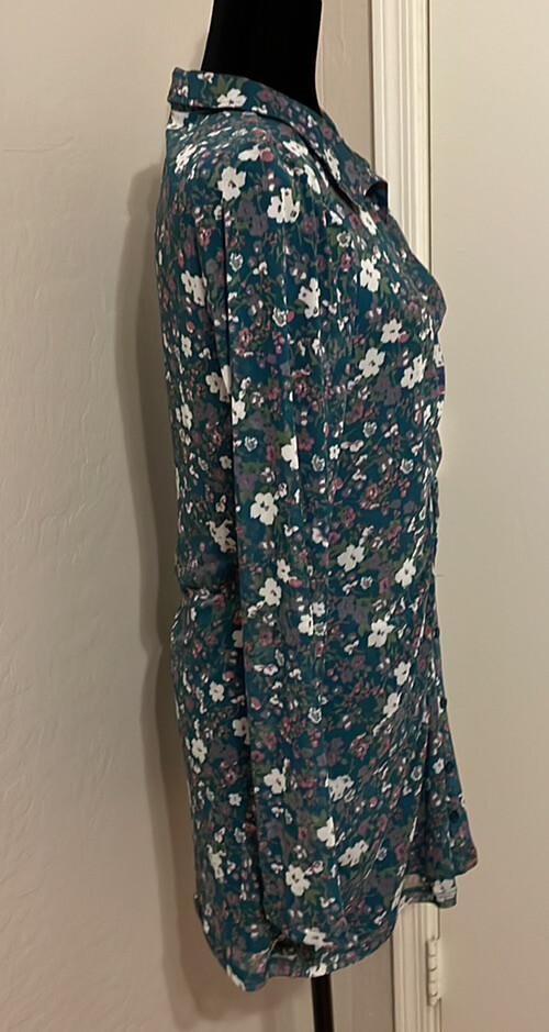 Floral Dress Lined Stretch Ruched 18” P2P 36-32-36 34” Length Jr XXL Orig $48
