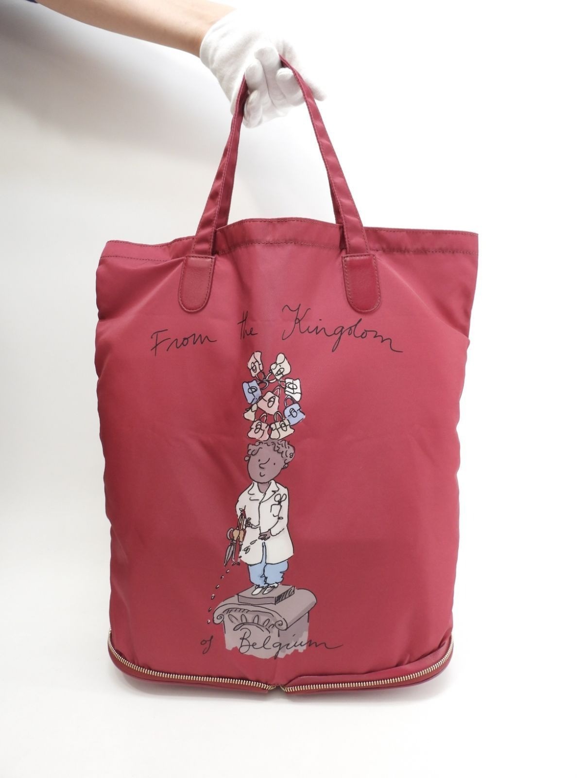Delvaux Eco Bag Kangaroo Bordeaux Folding Handbag 15.7*15.7*4.7 inch