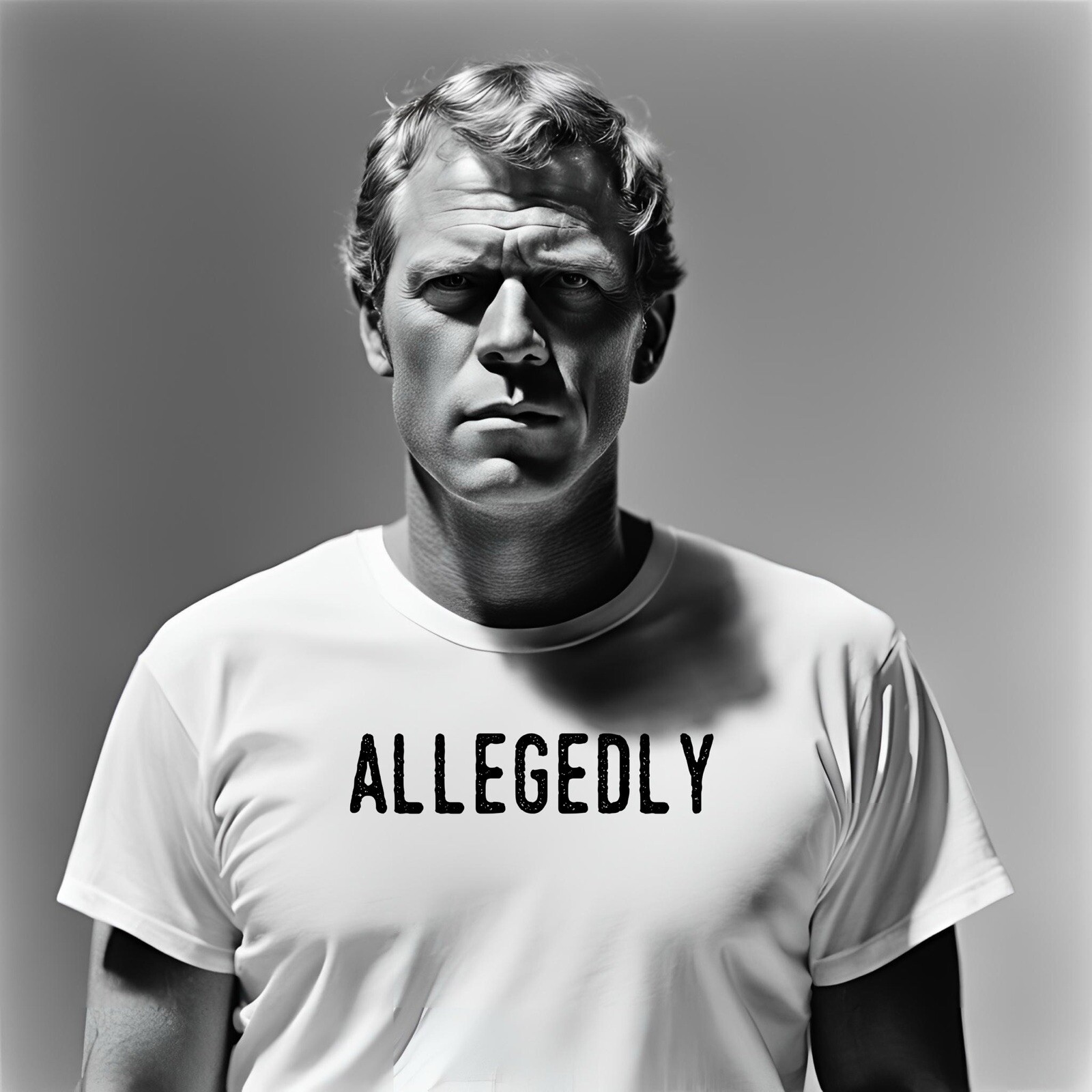 “Allegedly” Screen printed 100% cotton T-shirt hand made California Size L