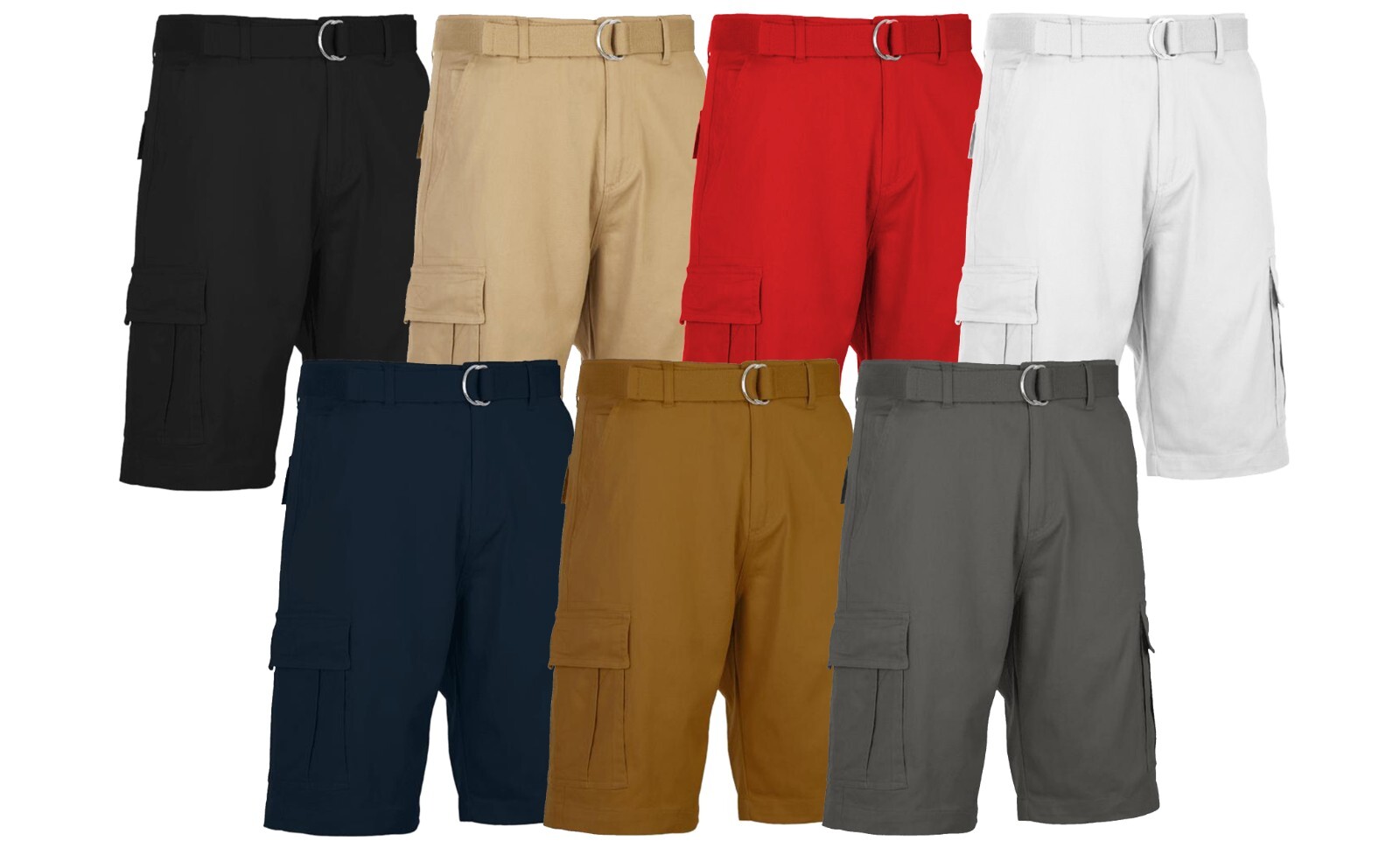 Mens Cotton Belted Cargo Shorts Vintage Distressed Lounge Hiking Sizes 30-48 NEW